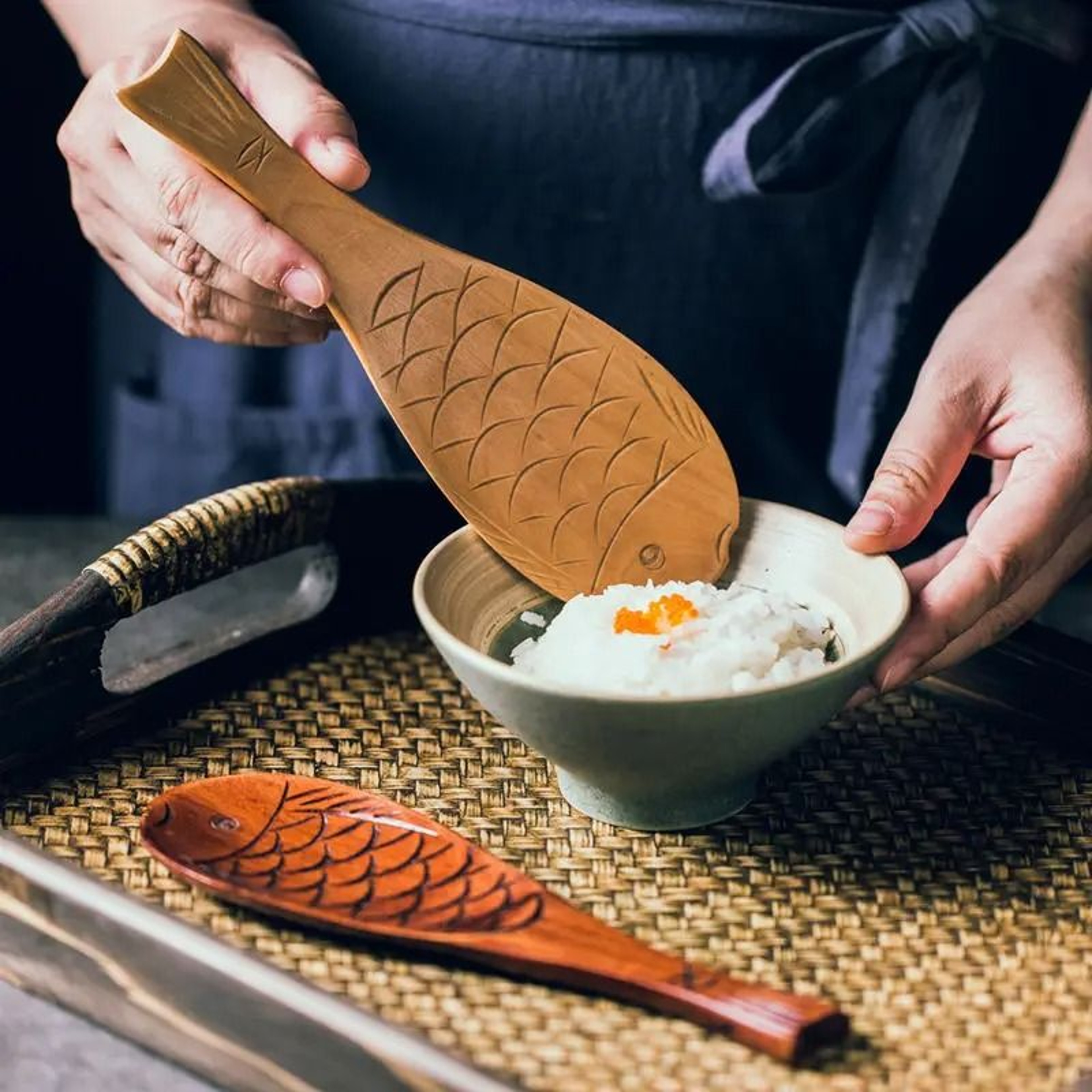 Buy Retro Japanese FishShaped Wooden Rice Spoon
