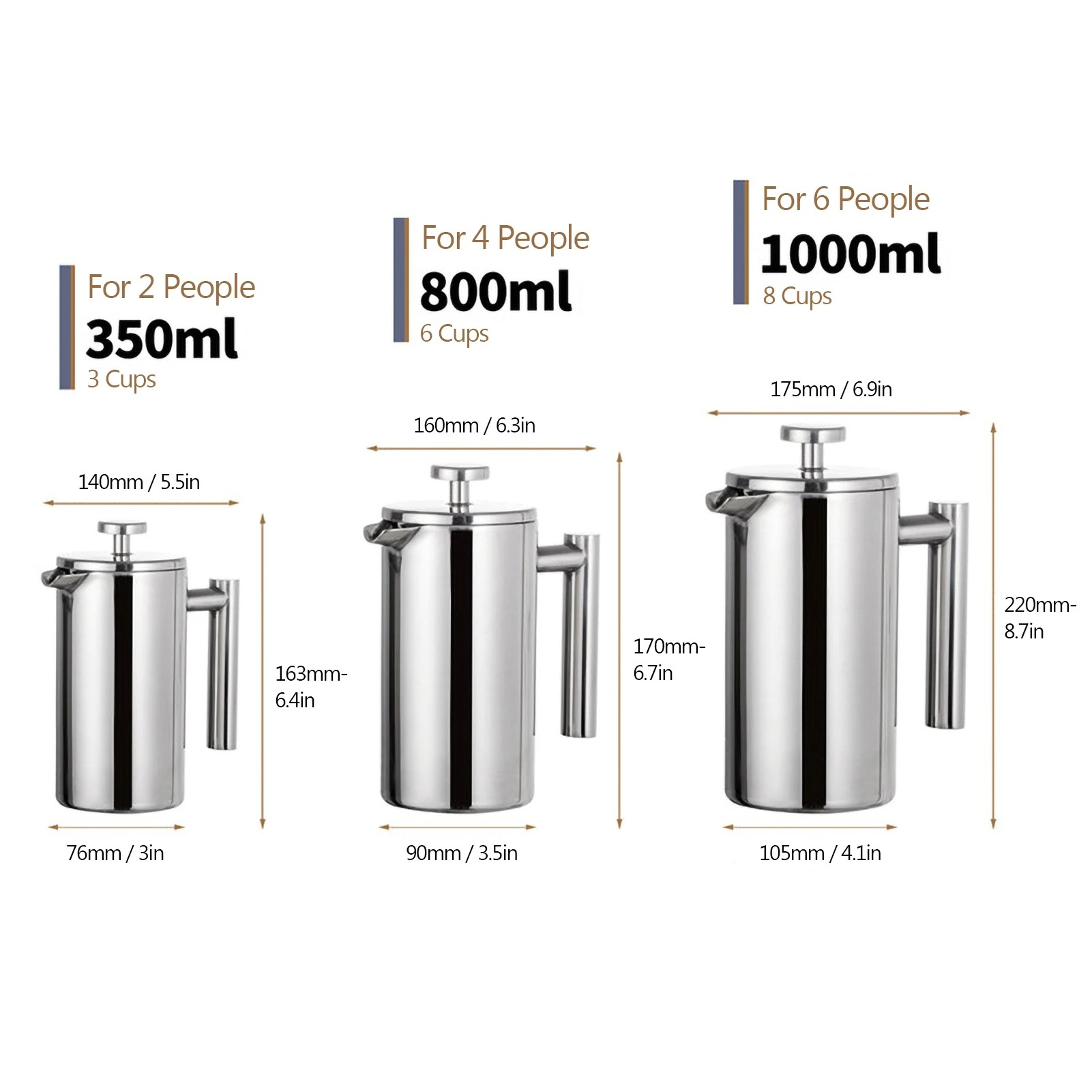 Premium Stainless Steel Double-Walled Insulated French Press Coffee Maker Pot – view 1