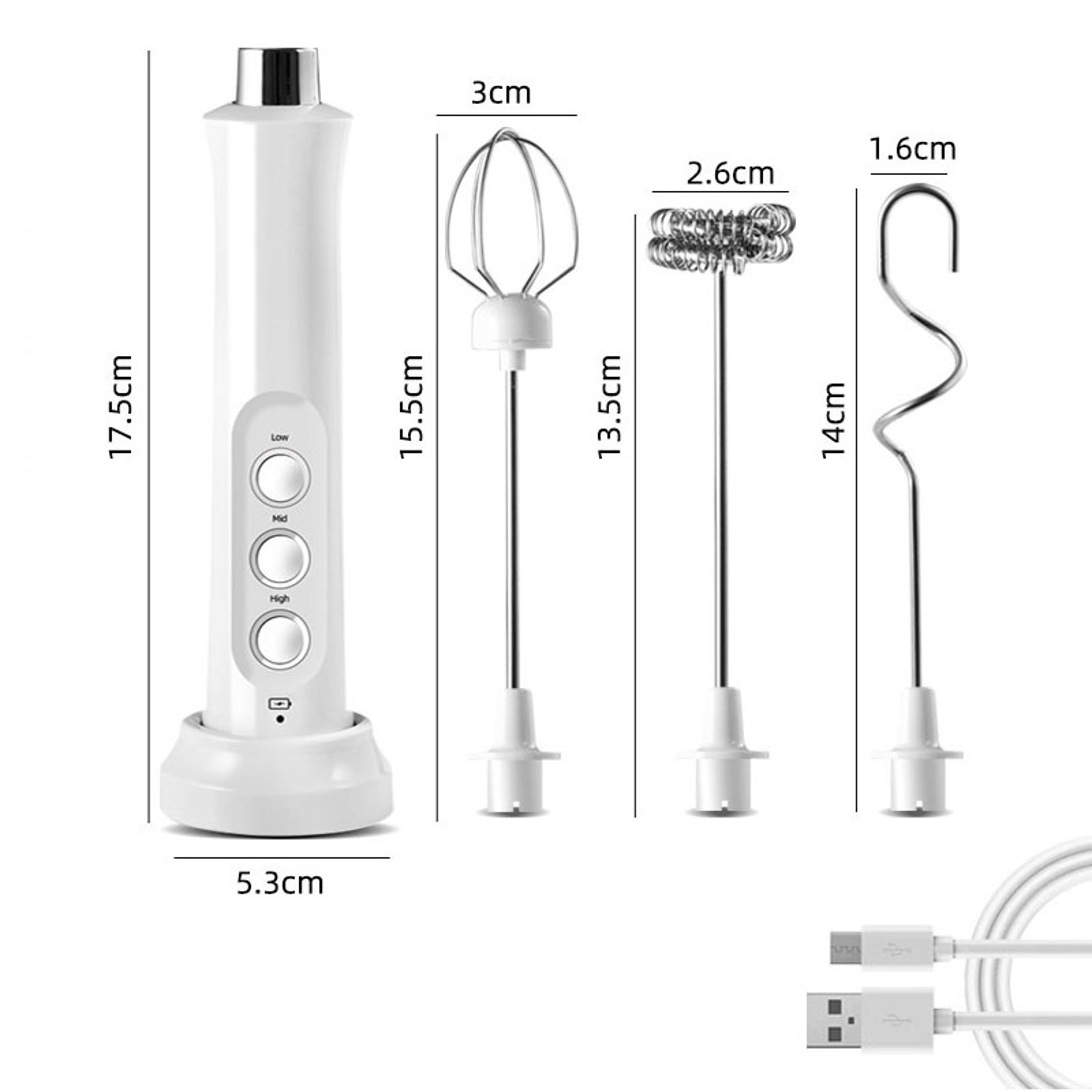 3 In 1 Portable Rechargeable Electric Milk Frother Foam Maker, Handheld Foamer, Coffee Frothing Wand – view 6