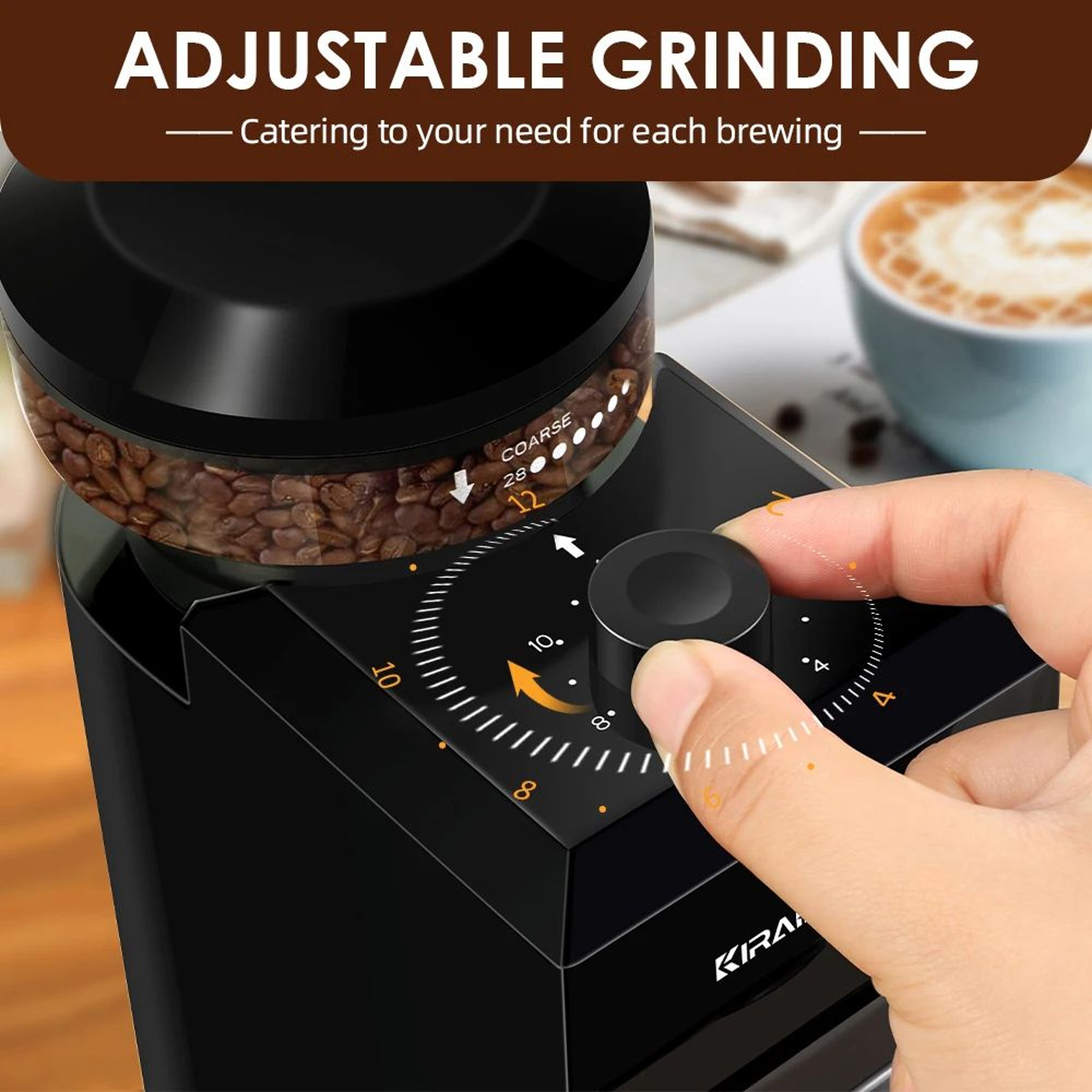 Automatic Burr Mill Coffee Grinder Electric Coffee Bean Grinding With Adjustable Gears 2