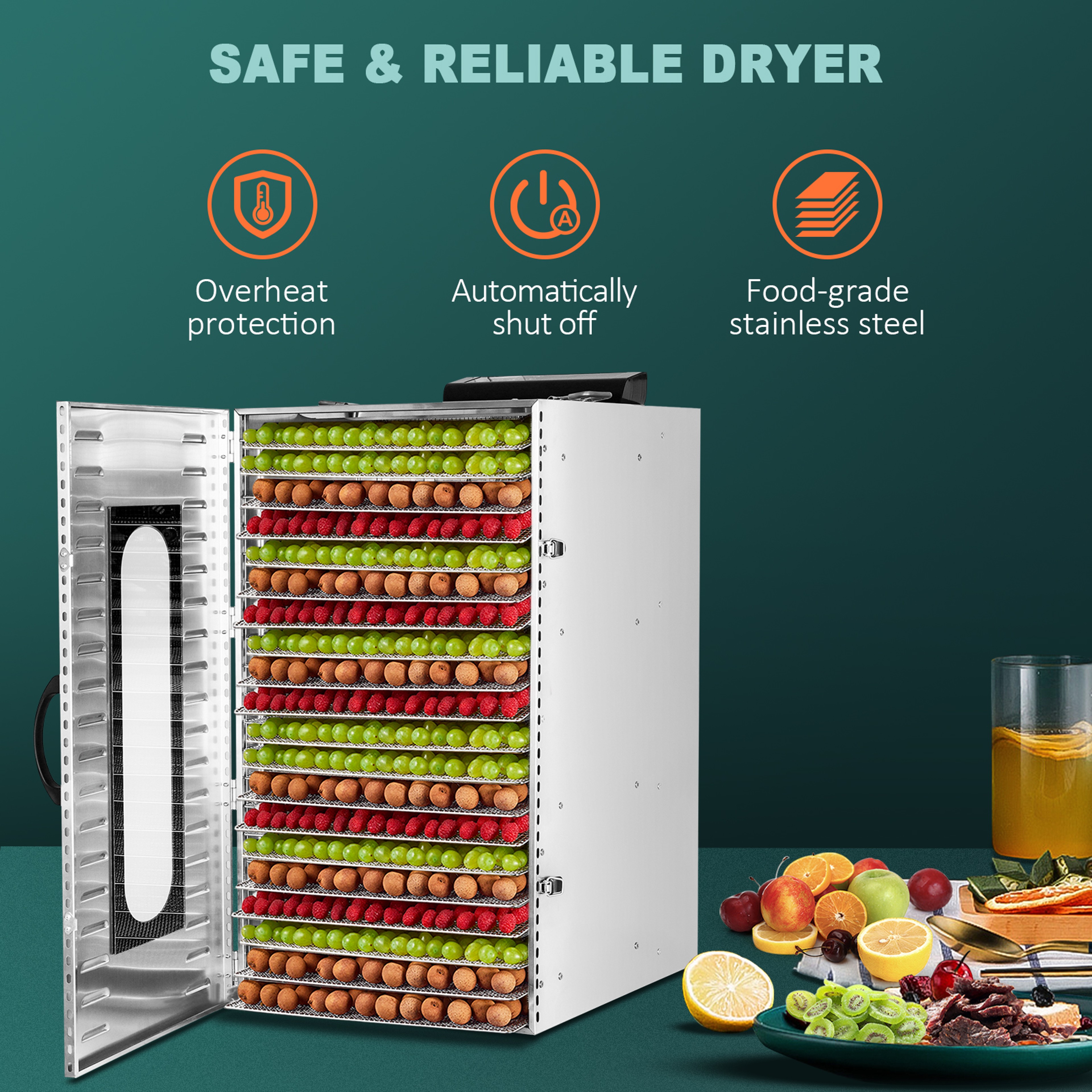 Commercial Stainless Steel Food Dehydrator 20 Trays Adjustable Timer Jerky  Fruit Dryer For Meat Be 0