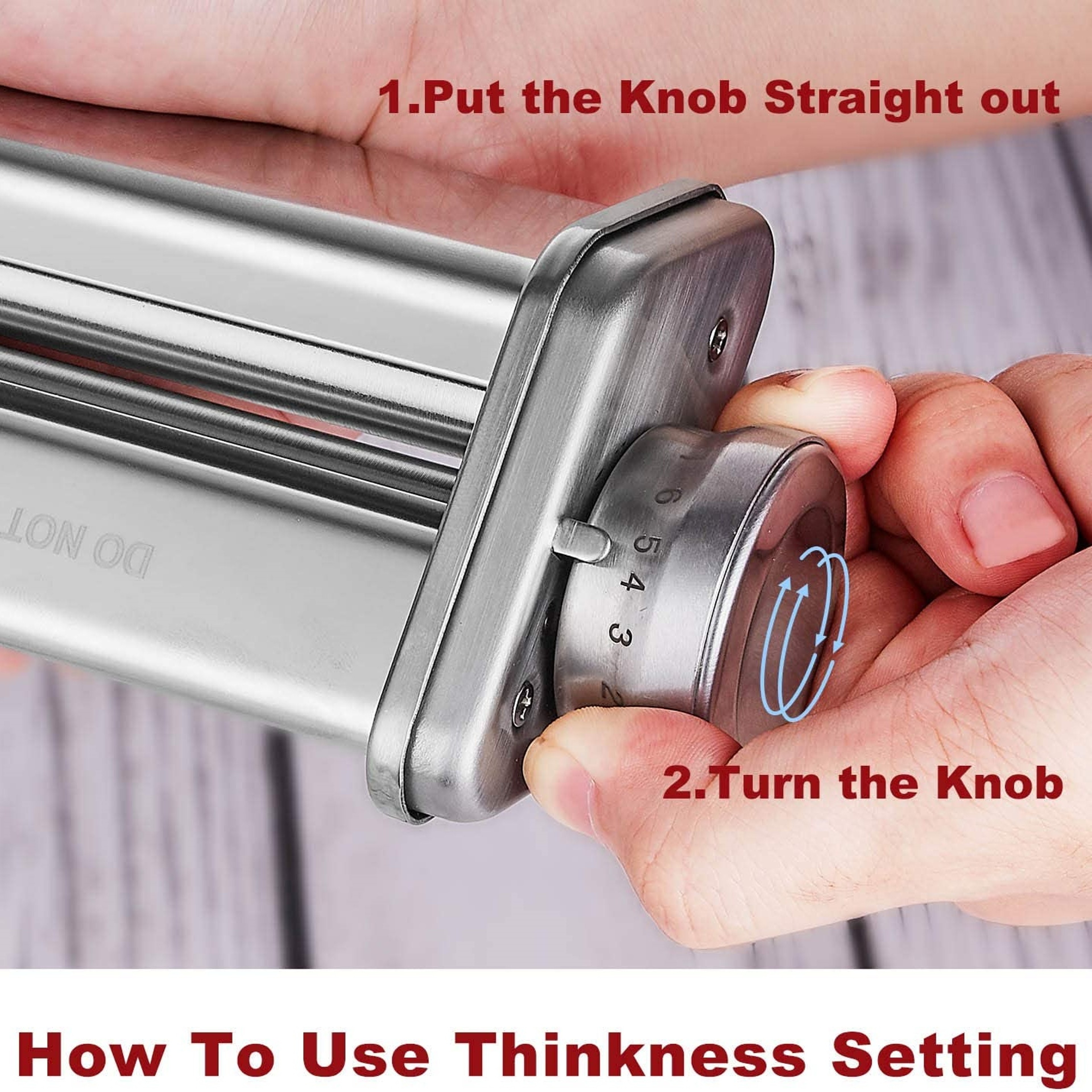 Adjustable Pasta Attachment for KitchenAid Mixer, Stainless Steel Noodle Fit-All Accessory – view 4