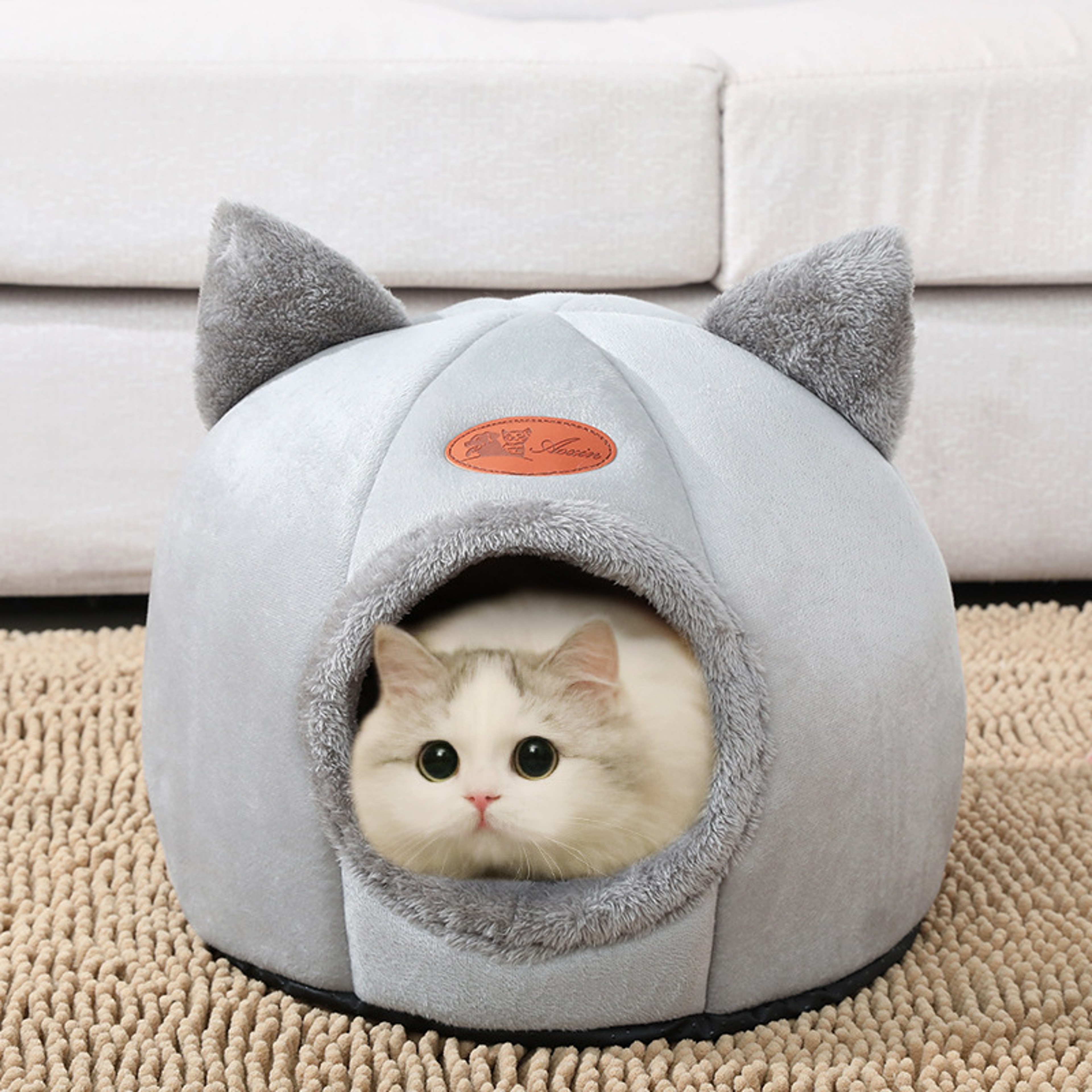 Winter Cat Bed Cozy Deep Sleep Comfort Cave For Cats  Small Dogs Warm Pet Tent Nest With Non Slip B 2
