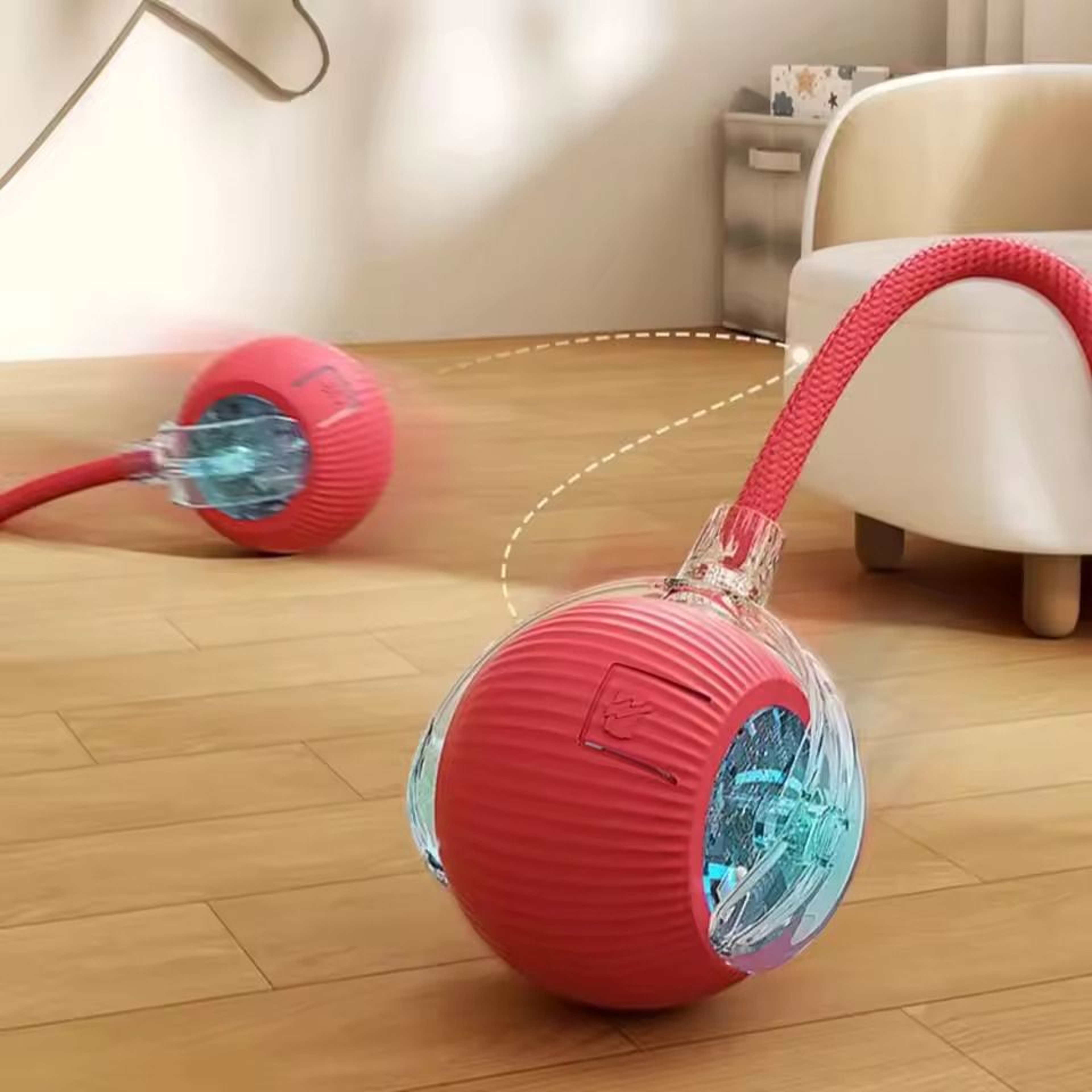 Automatic Rolling Ball Cat Toy Smart Pet Interactive Ball with Faux Tail Rechargeable Electric Toy