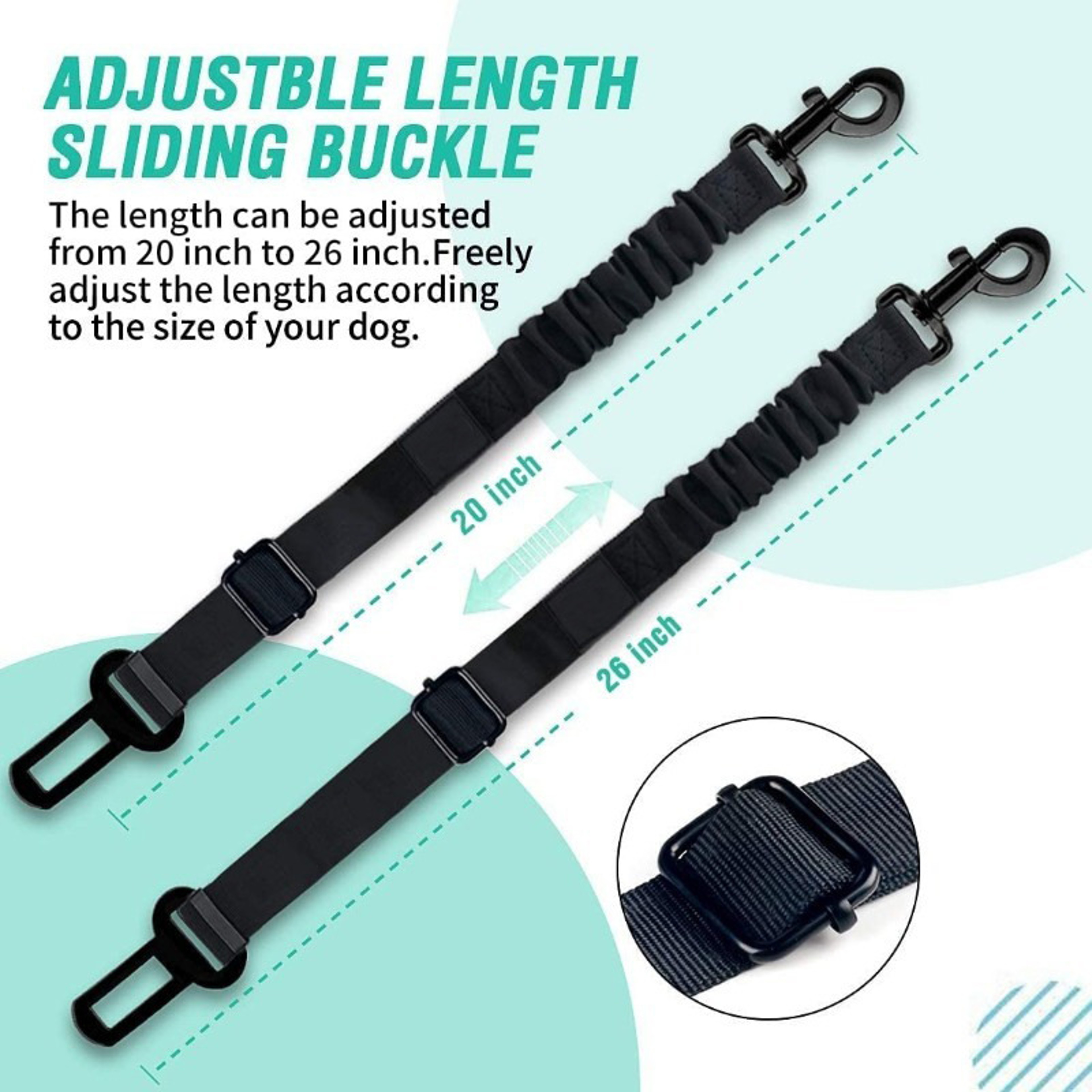 Retractable Pet Car Seat Belt Heavy Duty Safety Buckle For Dogs With Elastic Nylon Traction 4