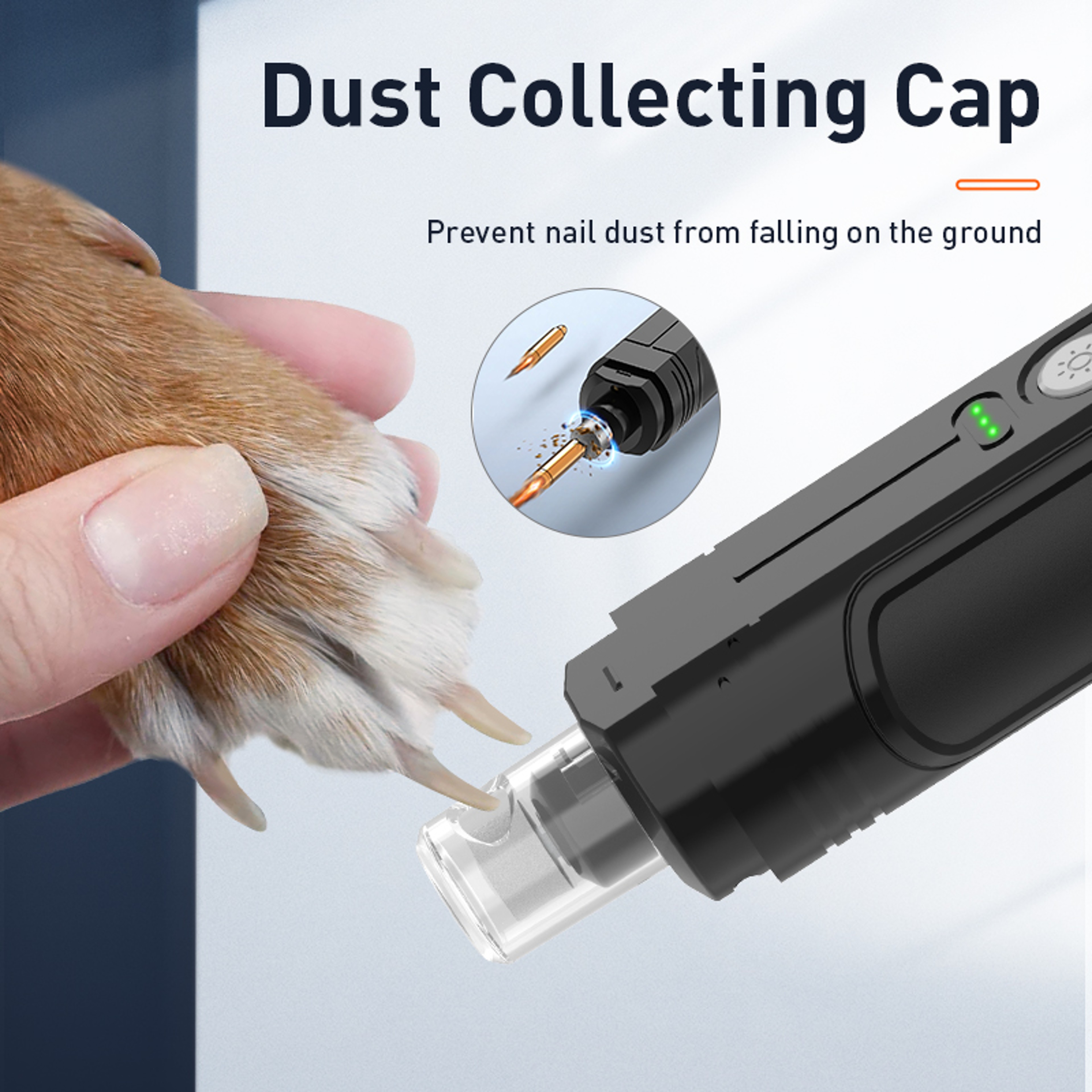 Rechargeable Dog Nail Grinder With LED Light For Dogs  Cats 1