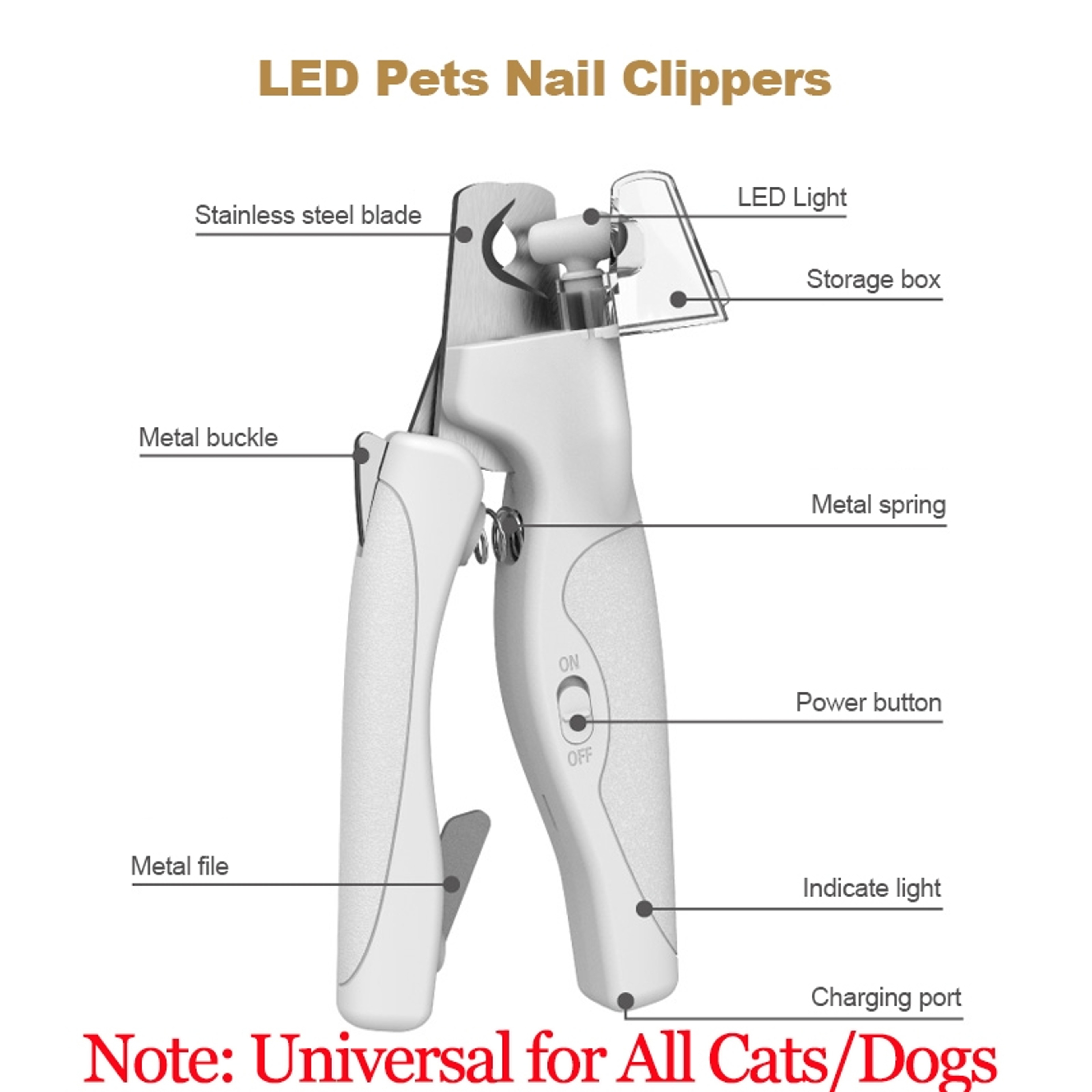 LED Pet Nail Clipper for Dogs & Cats Safe Bloodline Nail Trimmer & Grooming Scissors Tool – view 7