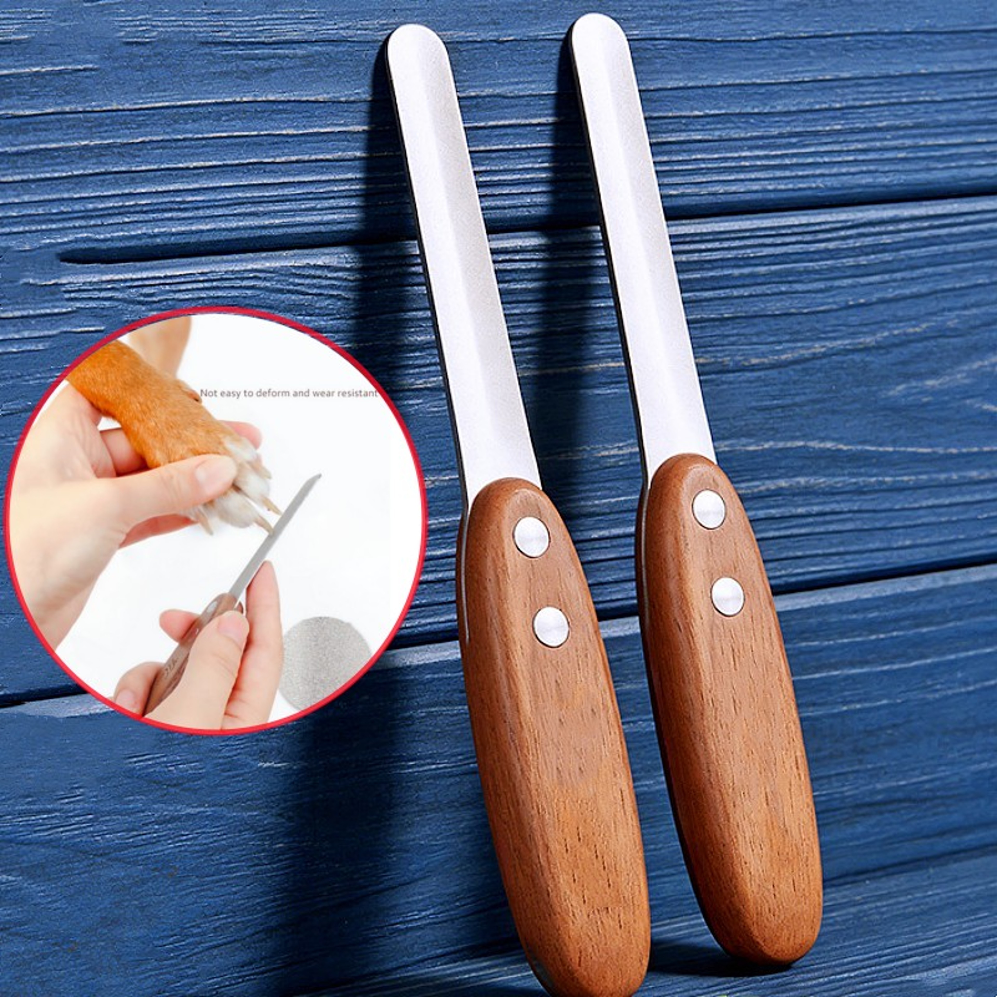 Premium Wooden Handle Dog Nail Grinder  Stainless Steel Nail Trimmer 4