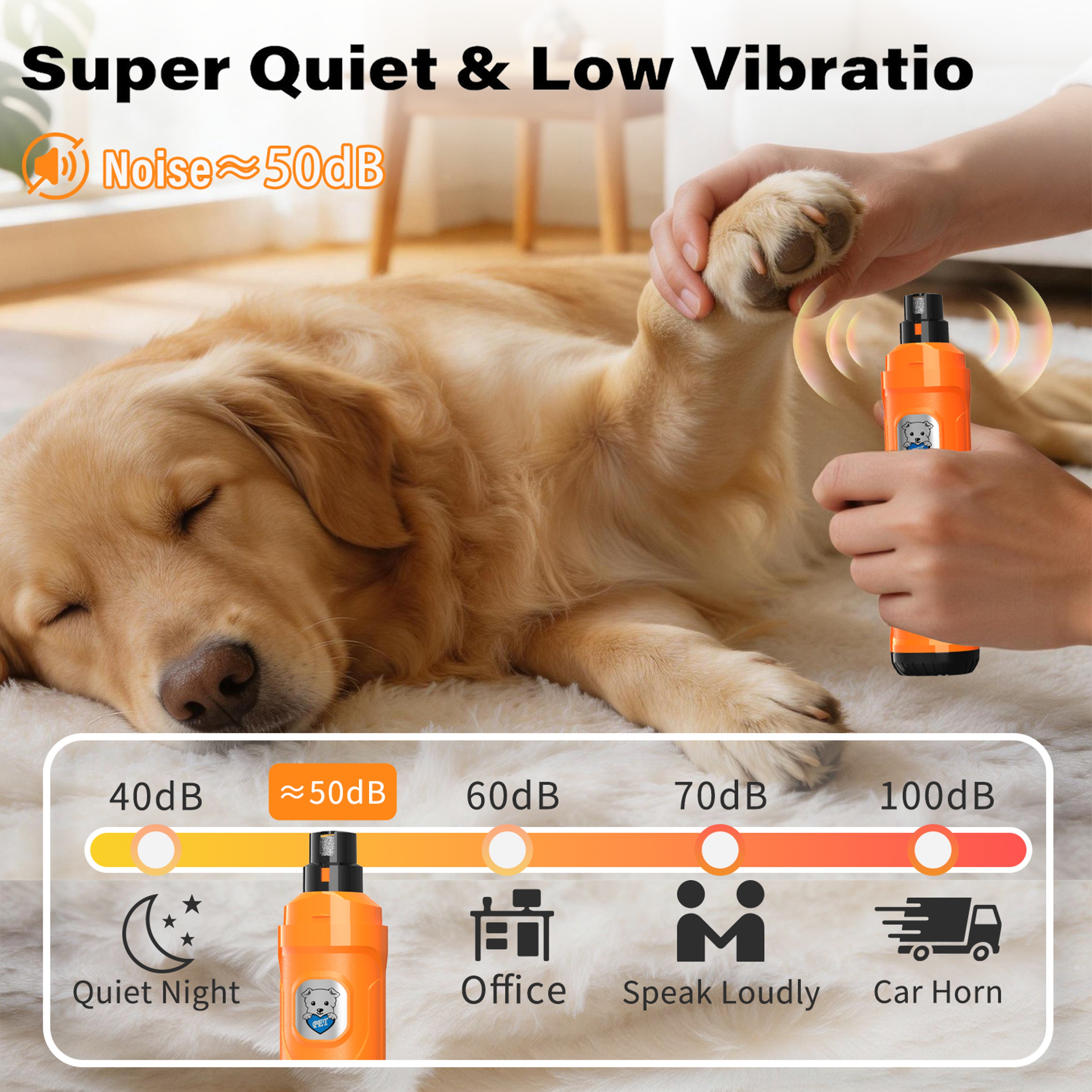 Professional Rechargeable Pet Nail Grinder With LED Light  Quiet 2 Speed Electric Trimmer 3