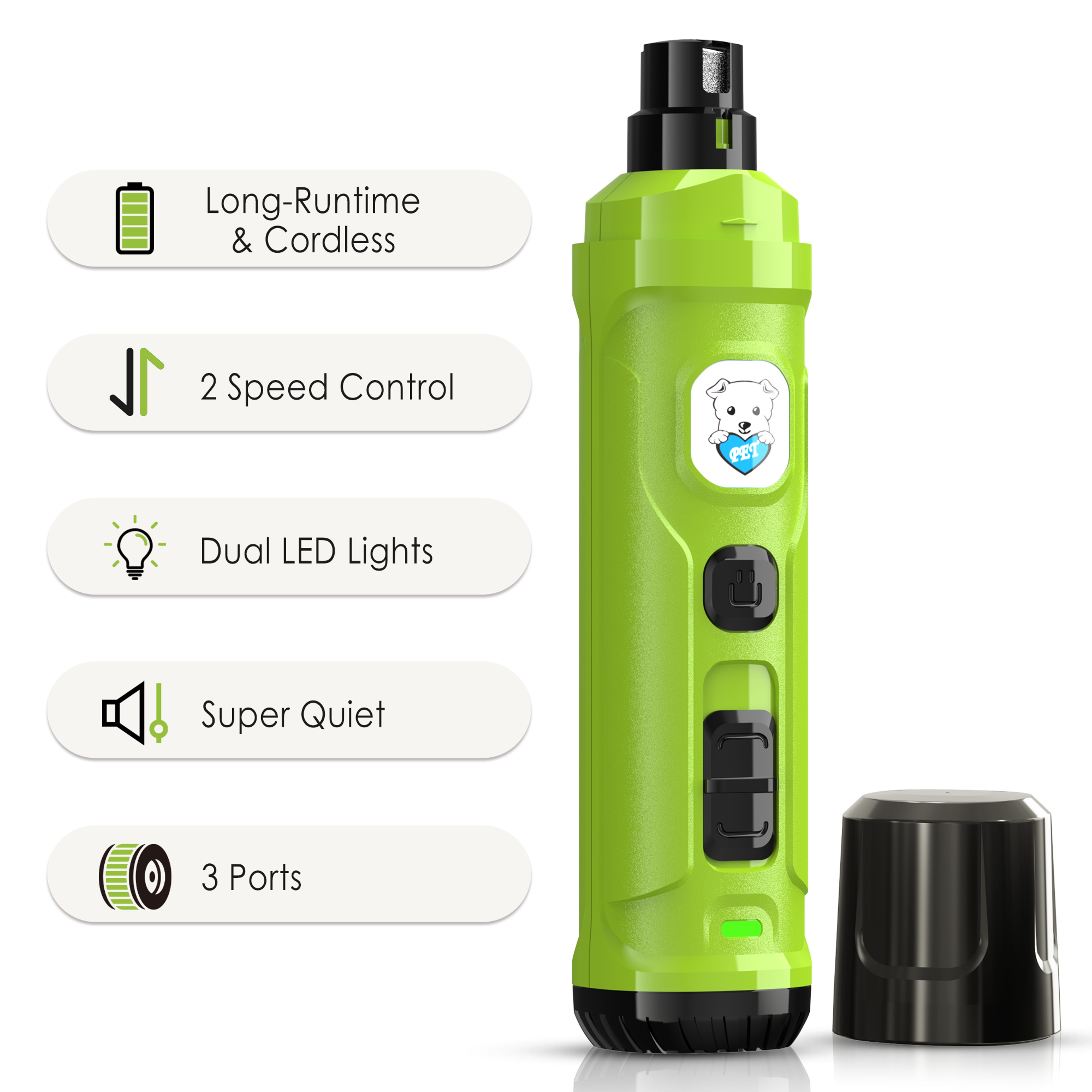 Professional Rechargeable Pet Nail Grinder With LED Light  Quiet 2 Speed Electric Trimmer 6