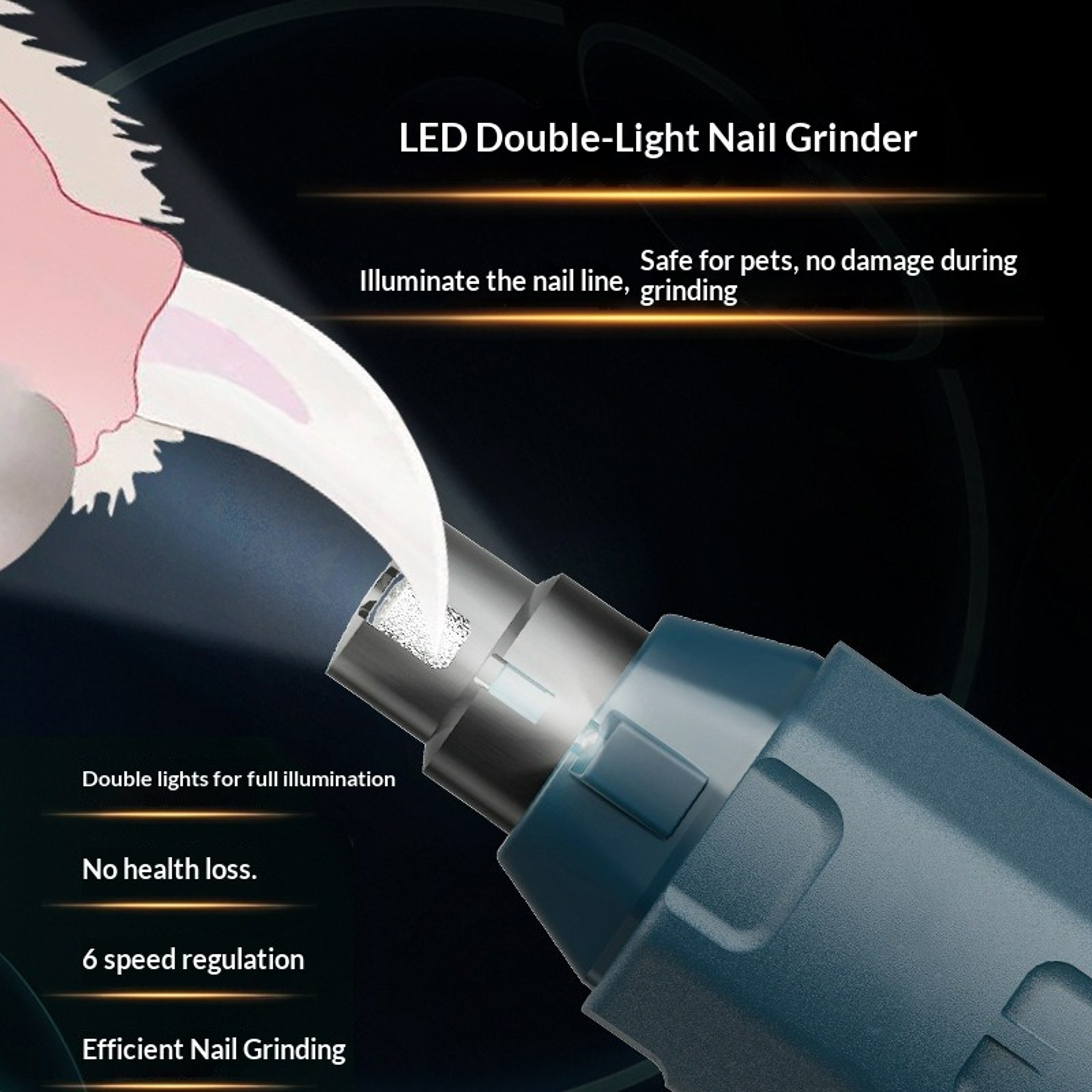Premium Rechargeable Electric Pet Nail Grinder & Dog Nail Trimmer – view 4