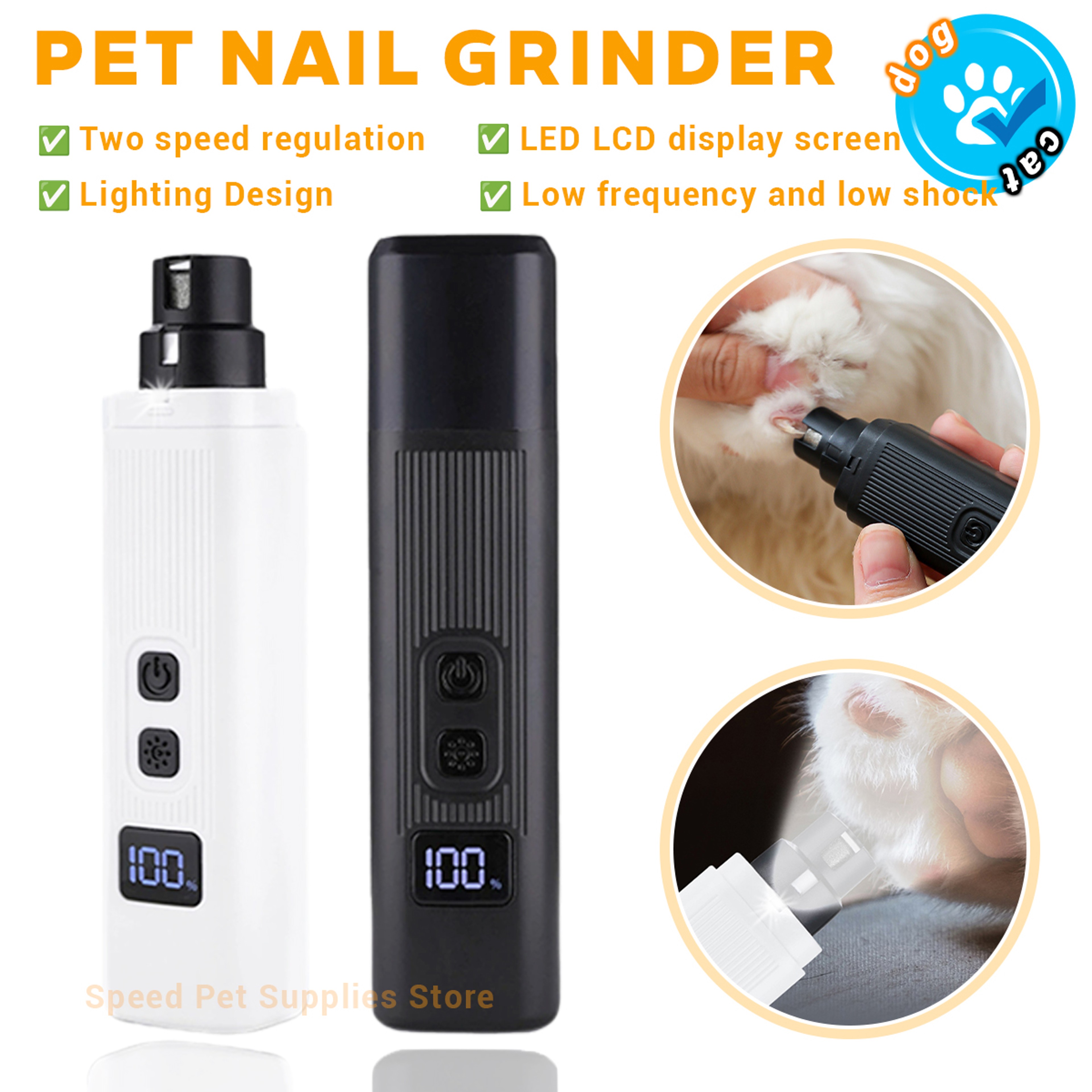 Rechargeable Dog Nail Grinder  LED Pet Nail Clippers Quiet Grooming Tool 0