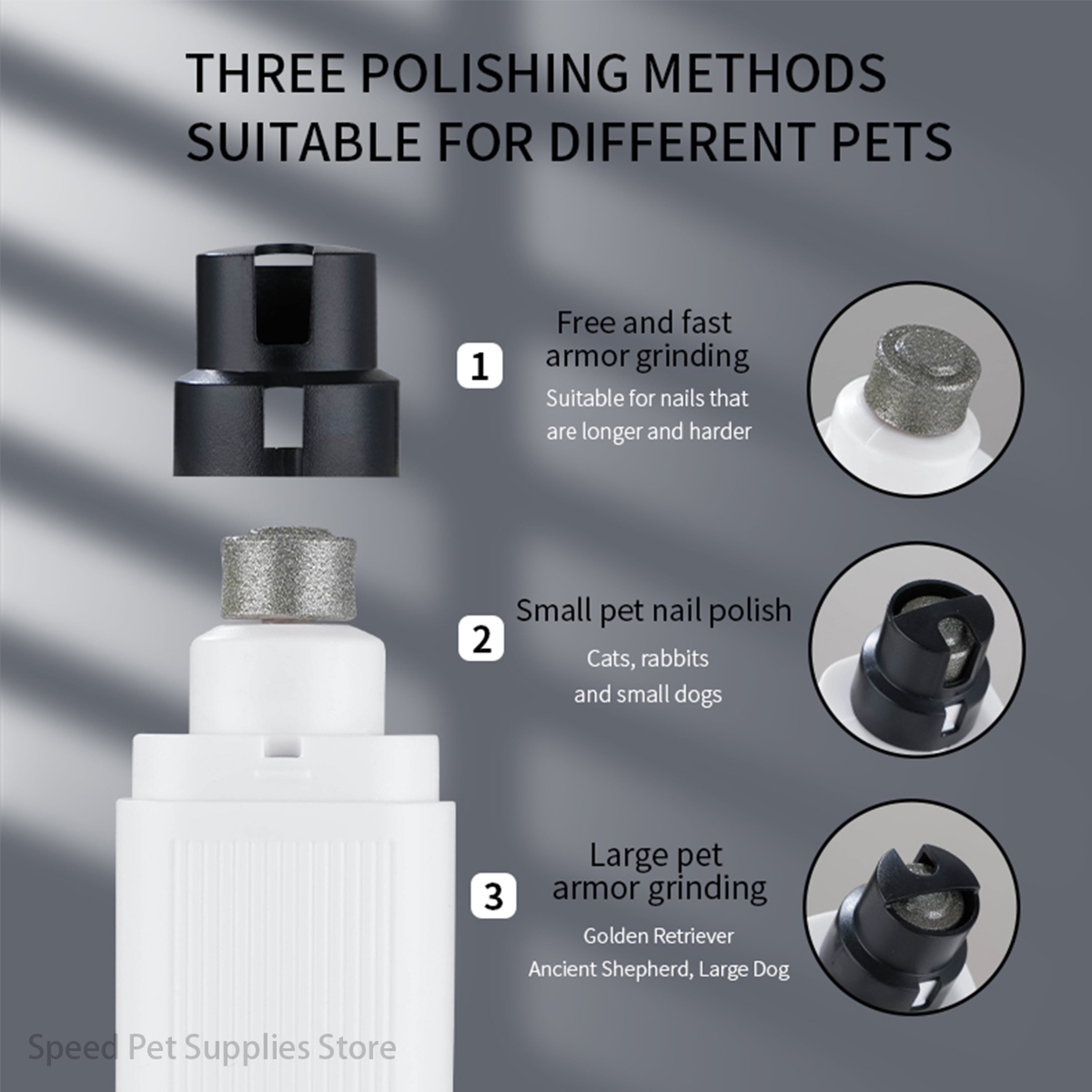 Rechargeable Dog Nail Grinder  LED Pet Nail Clippers Quiet Grooming Tool 1
