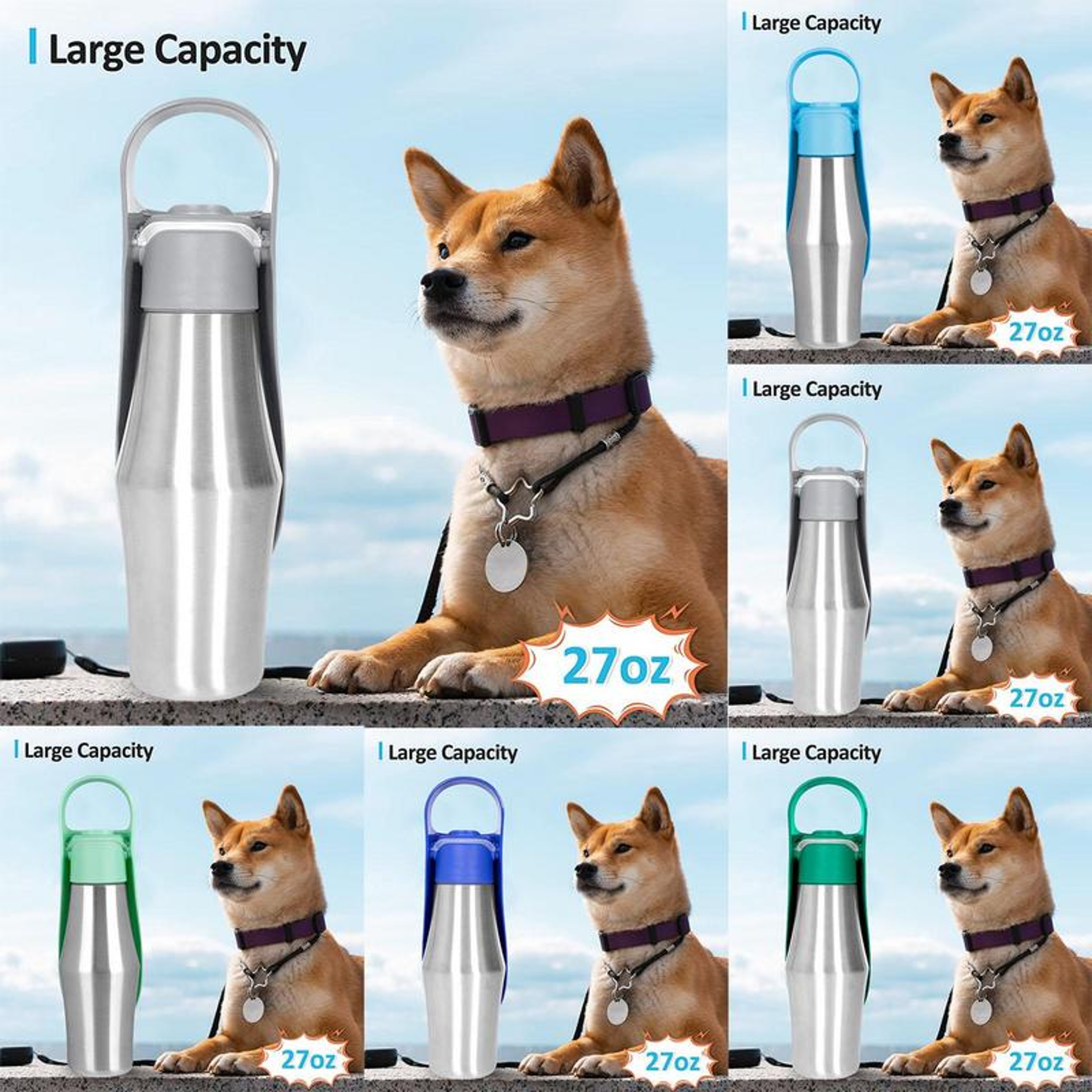 Premium 750ml Portable Dog Travel Water Bottle With Bowl 0