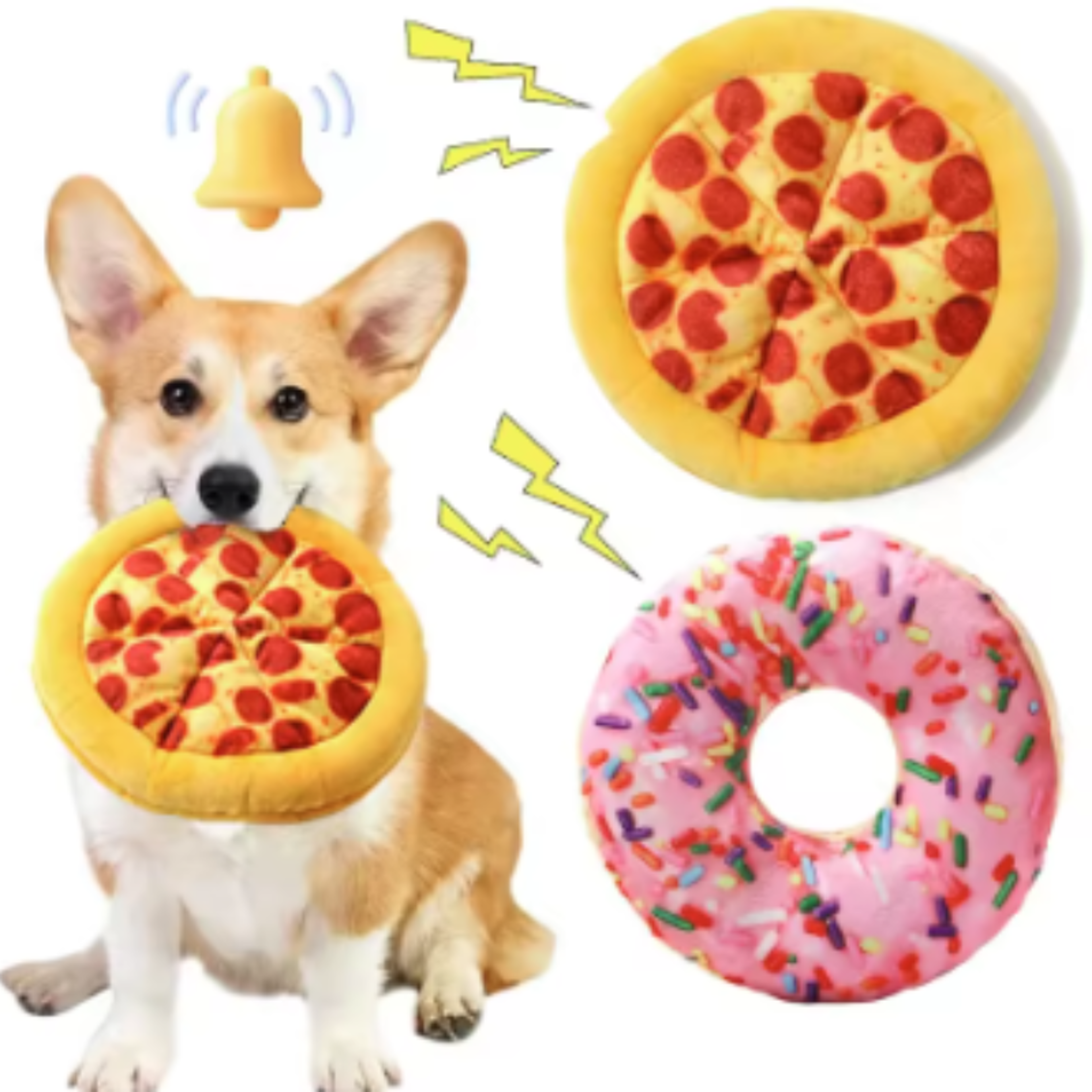 Plush Pizza Squeaky Dog Toy Interactive Chew & Teeth Cleaning Fun – view 1
