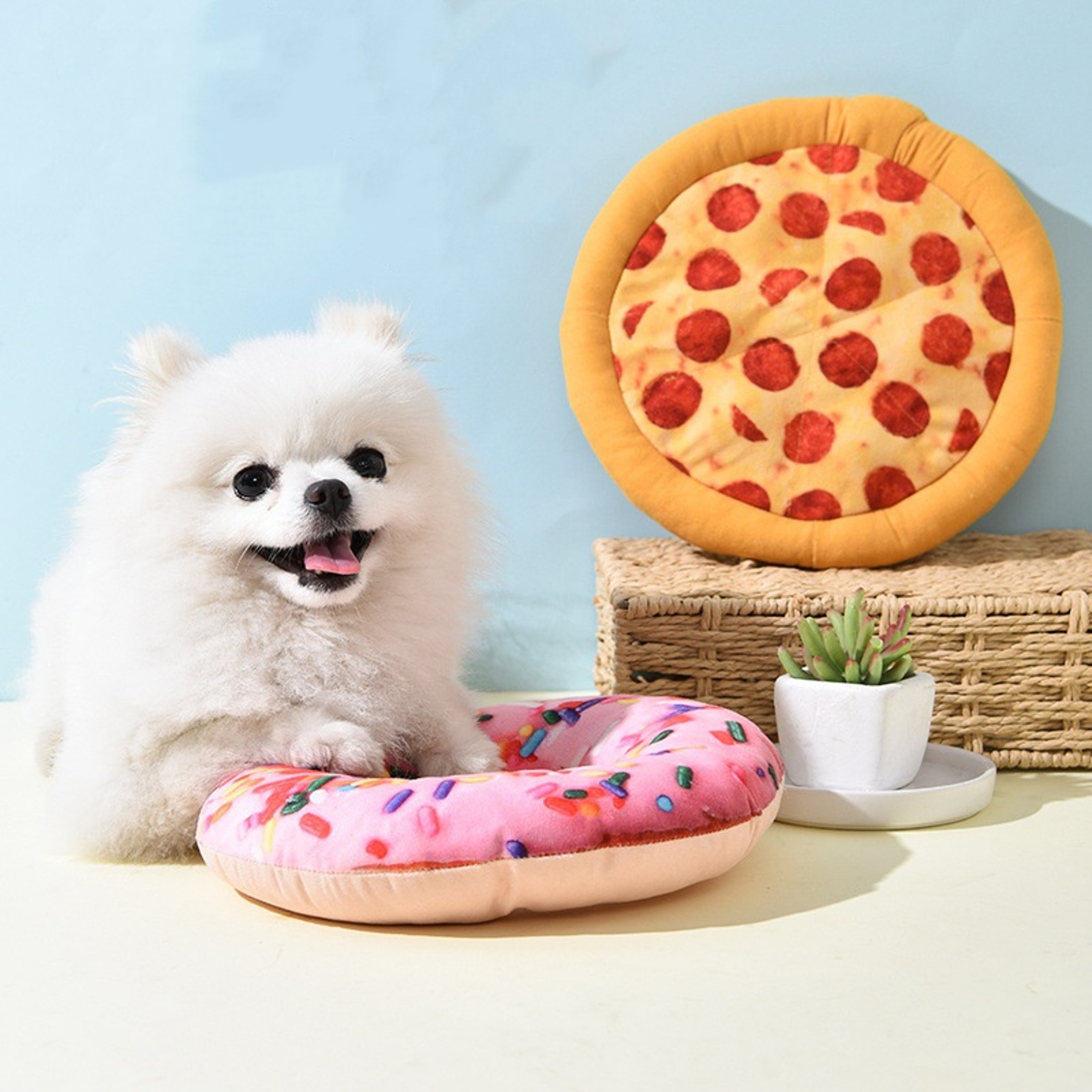 Plush Pizza Squeaky Dog Toy Interactive Chew & Teeth Cleaning Fun – view 5