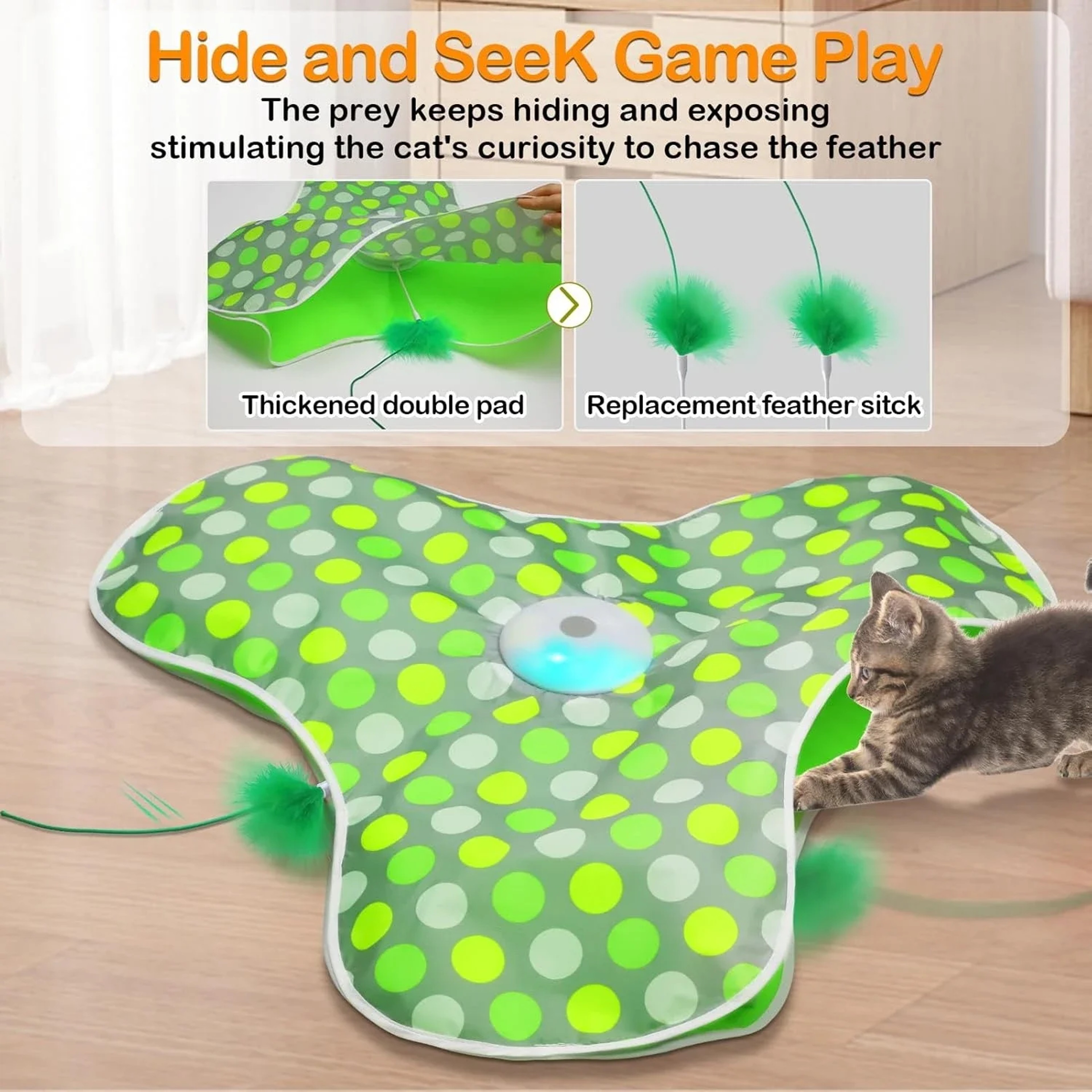 Smart Interactive Cat Toy with Motion Activated Mouse & Feathers for Kittens – view 2