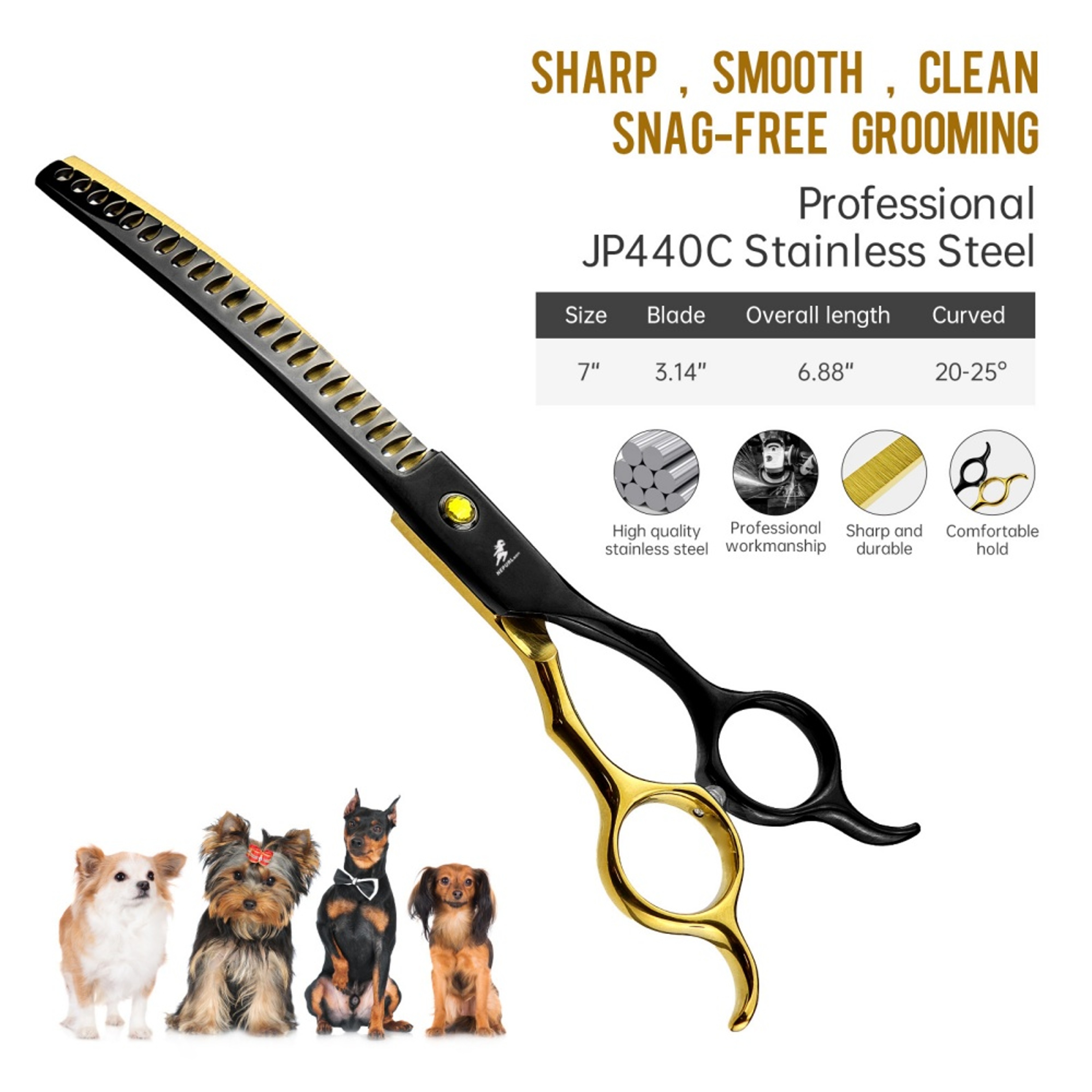 Professional 6.5 Curved Thinning Pet Grooming Scissors Japanese Stainless Shears – view 3