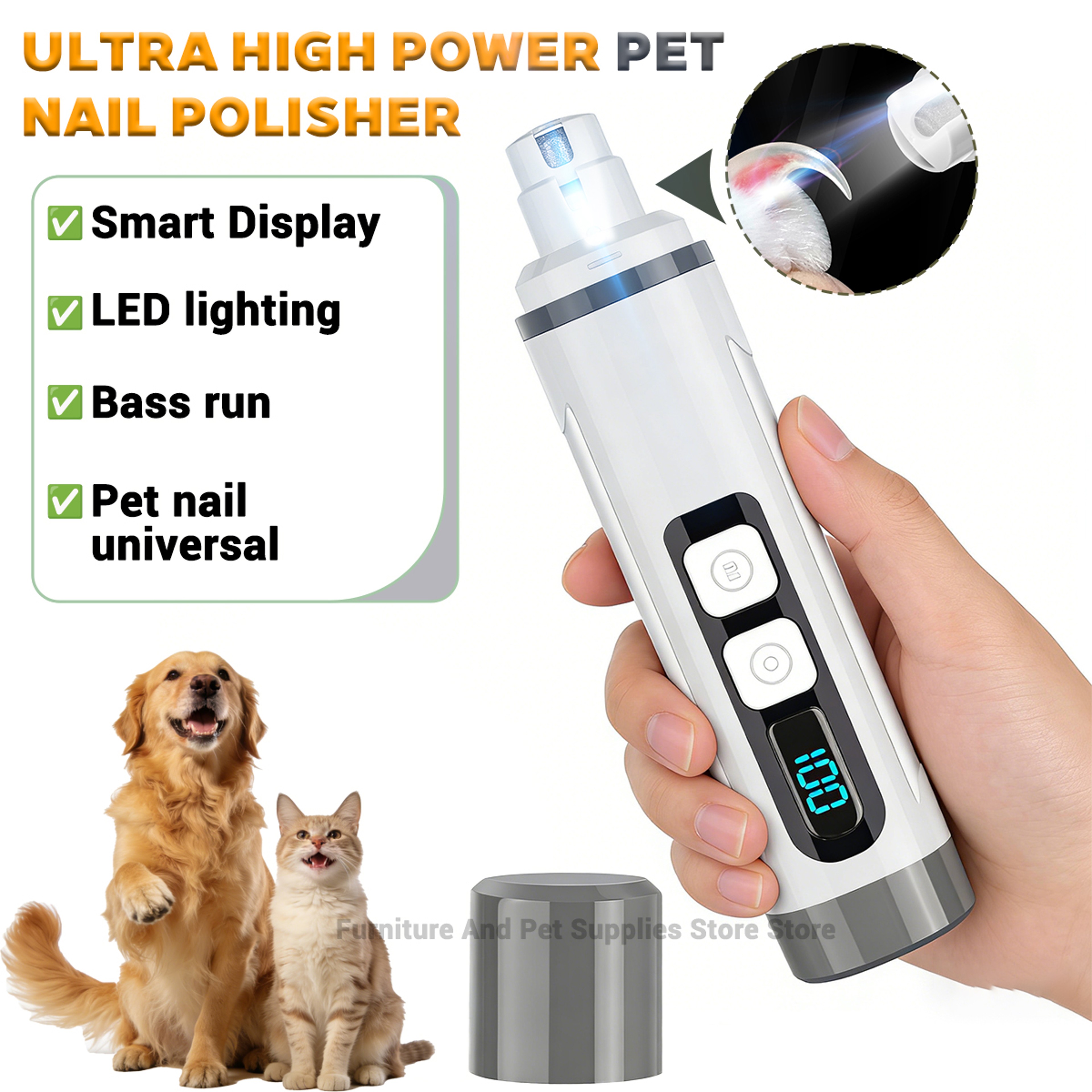 Premium Electric Pet Nail Trimmer & Grinder with LED Light – view 1