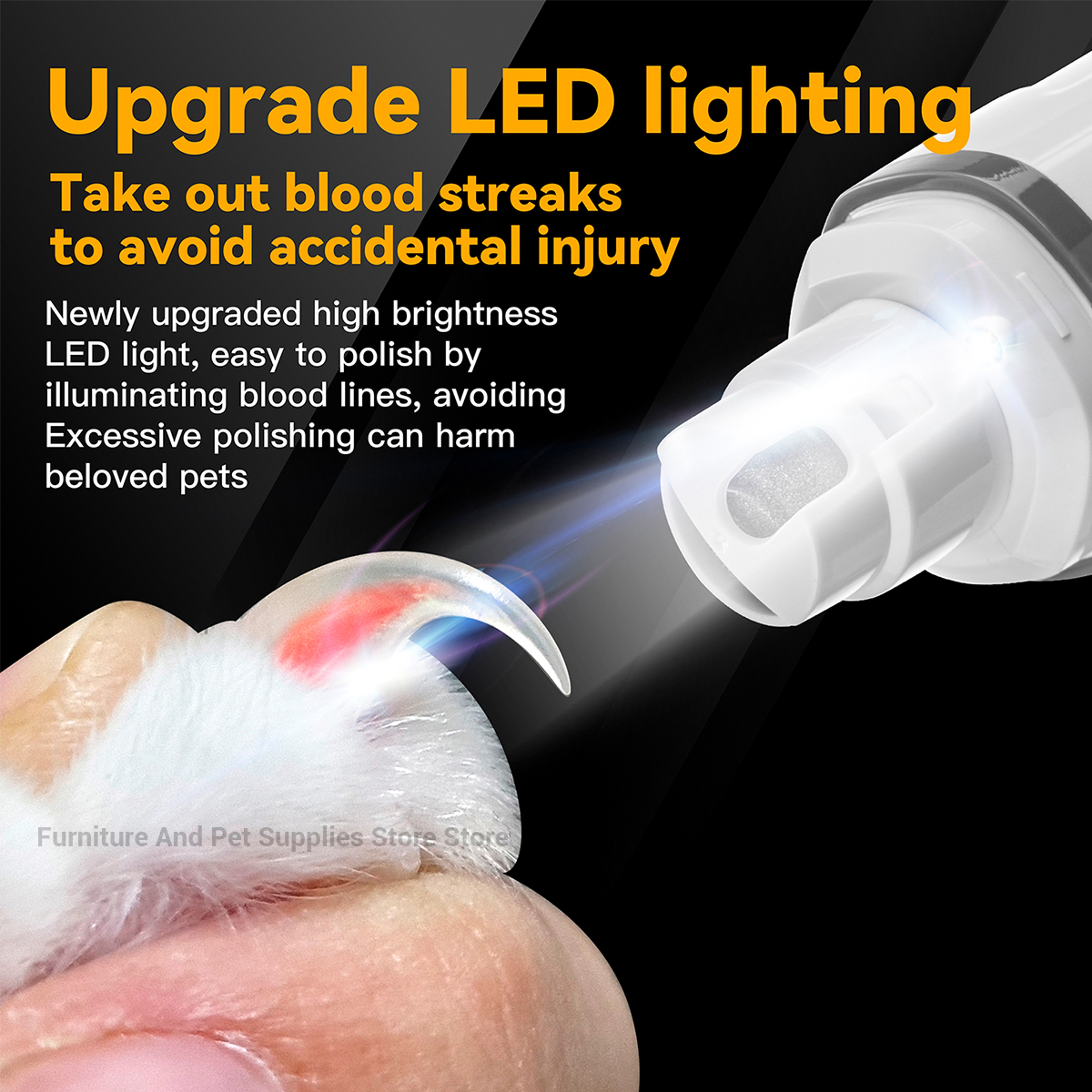 Premium Electric Pet Nail Trimmer & Grinder with LED Light – view 3