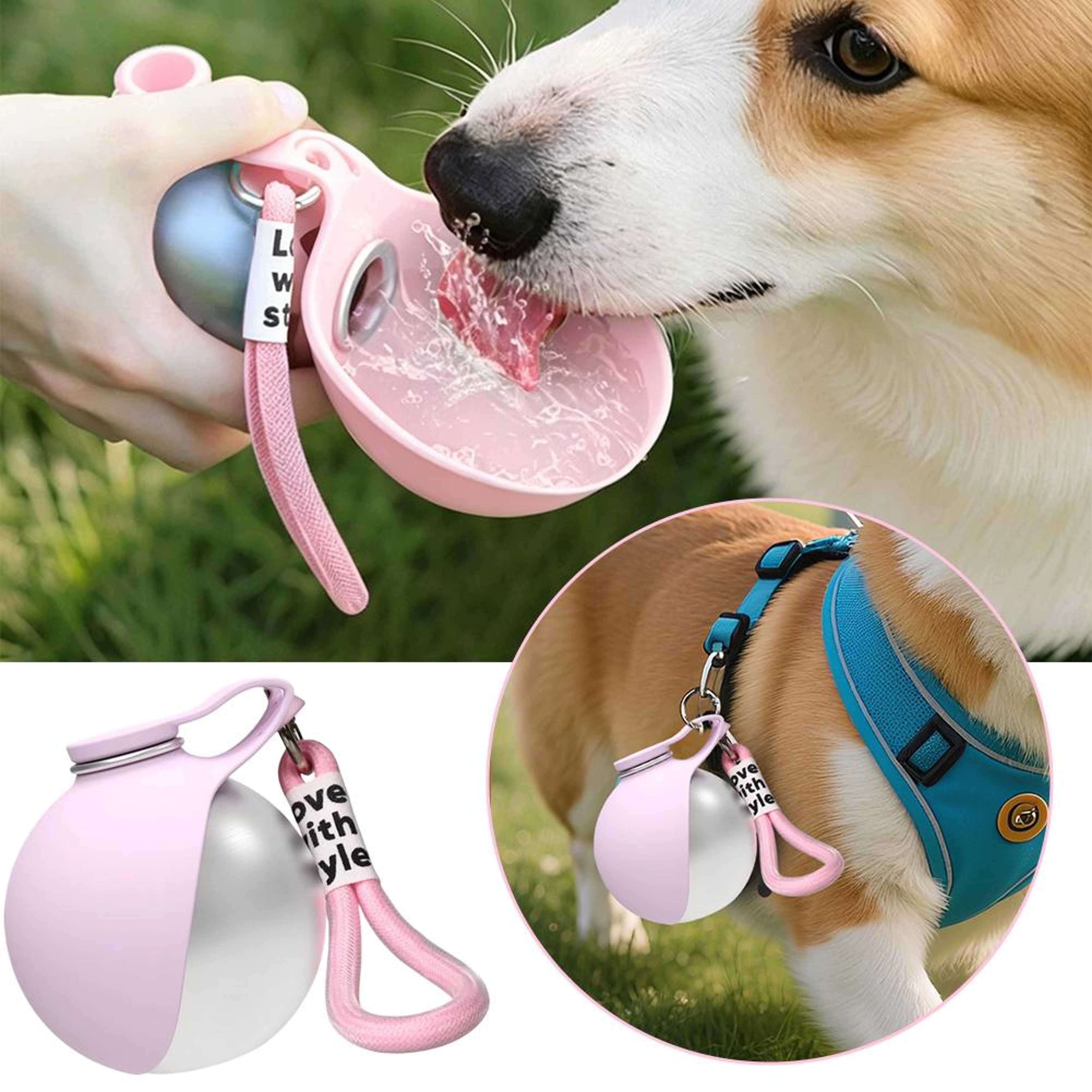 Portable Dog Water Bottle & Foldable Travel Bowl Set – view 1