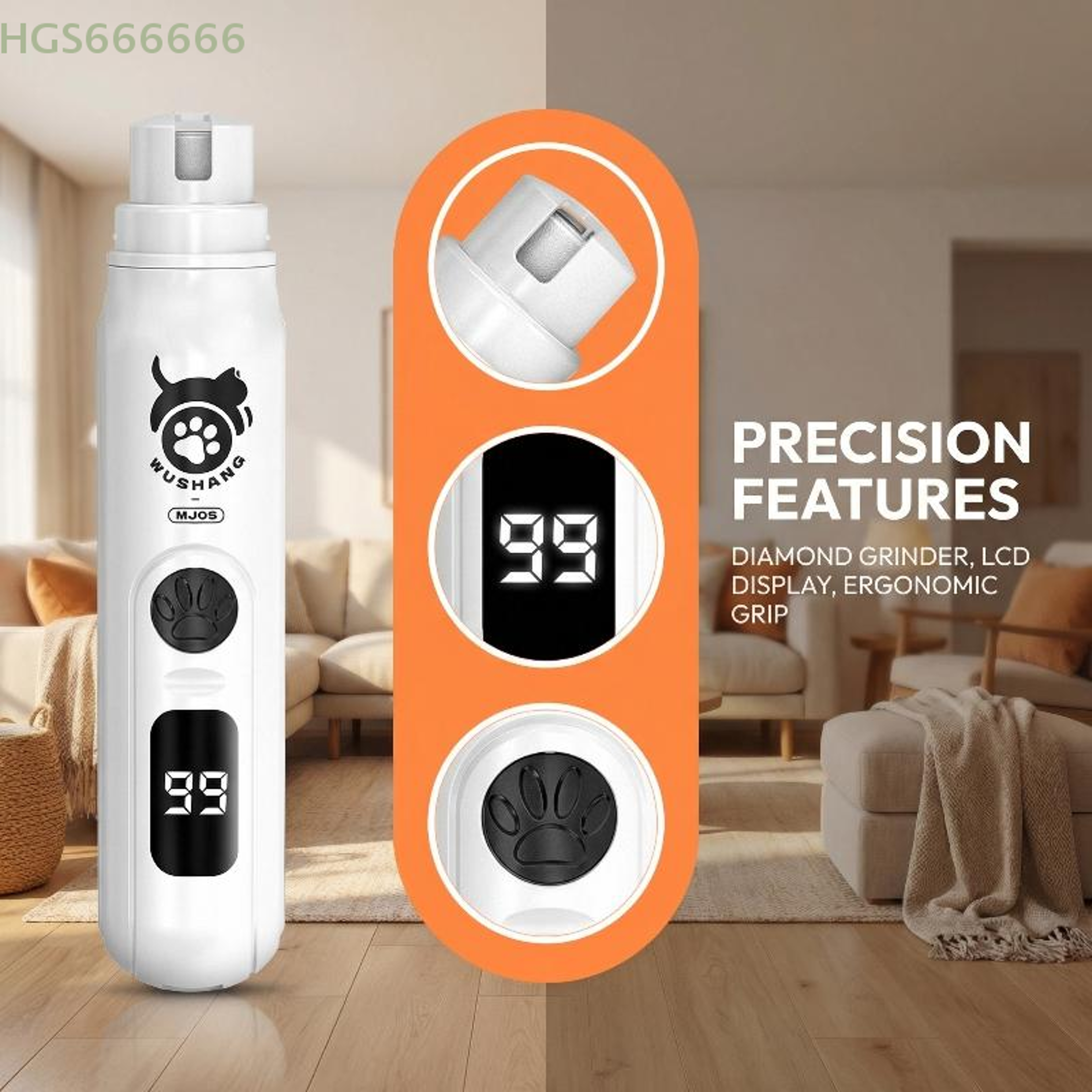 Rechargeable Pet Nail Grinder for Dogs & Cats – view 4