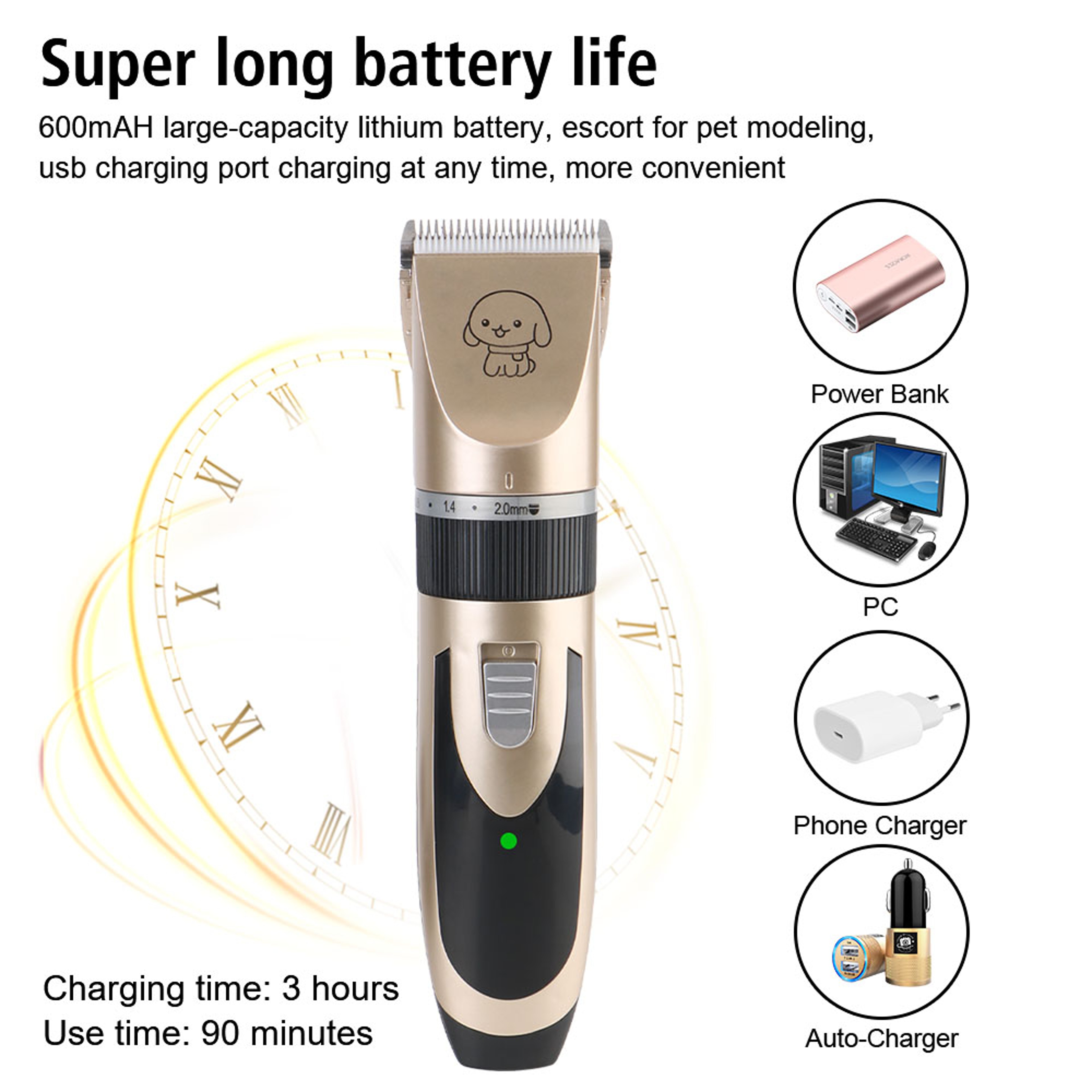 Premium Rechargeable Cordless Pet Hair Clippers & Dog Cat Grooming Kit for Dogs, Cats & Rabbits – view 6