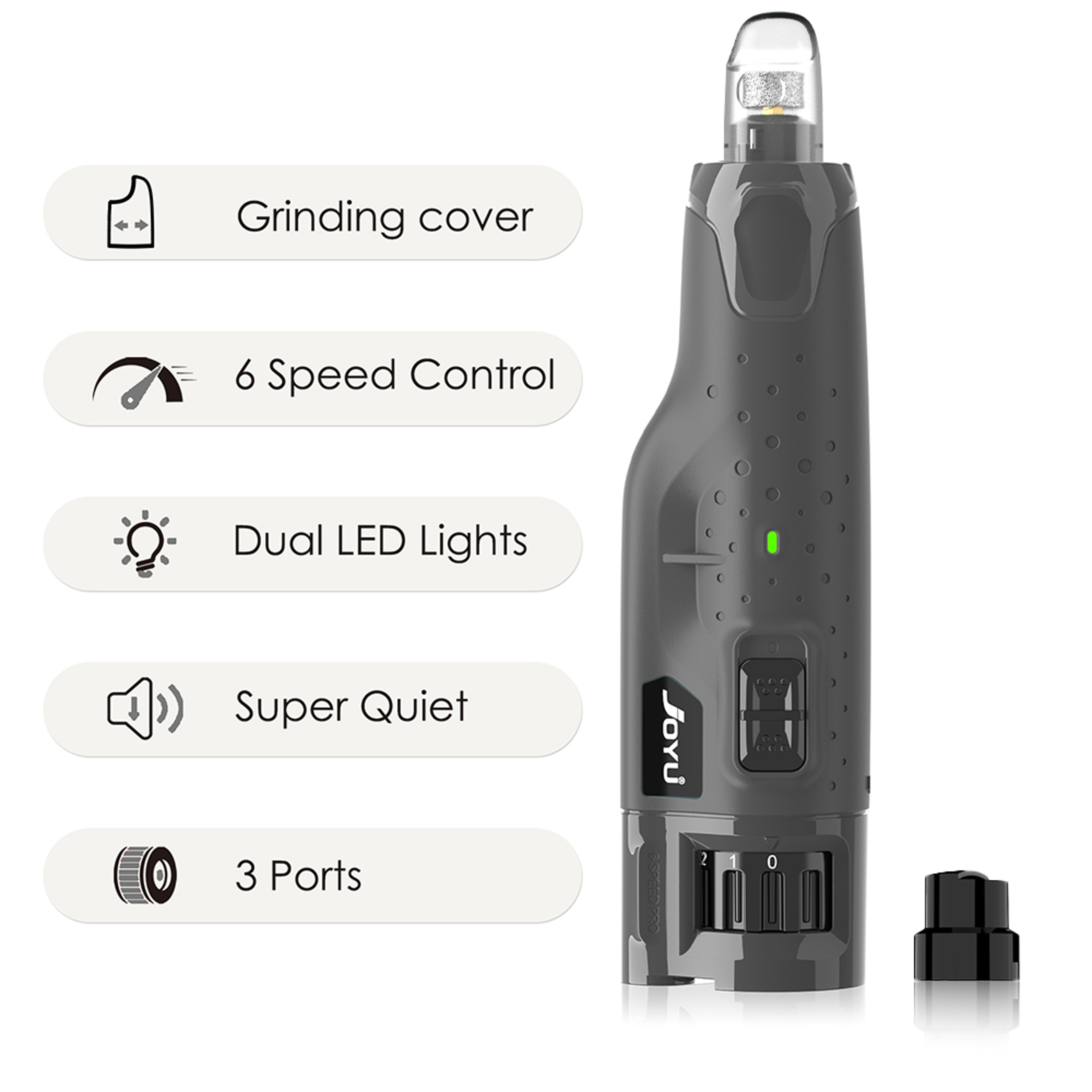 PawGlow Pro Dog Nail Grinder With LED Lights  6Speed Quiet Grooming System 9