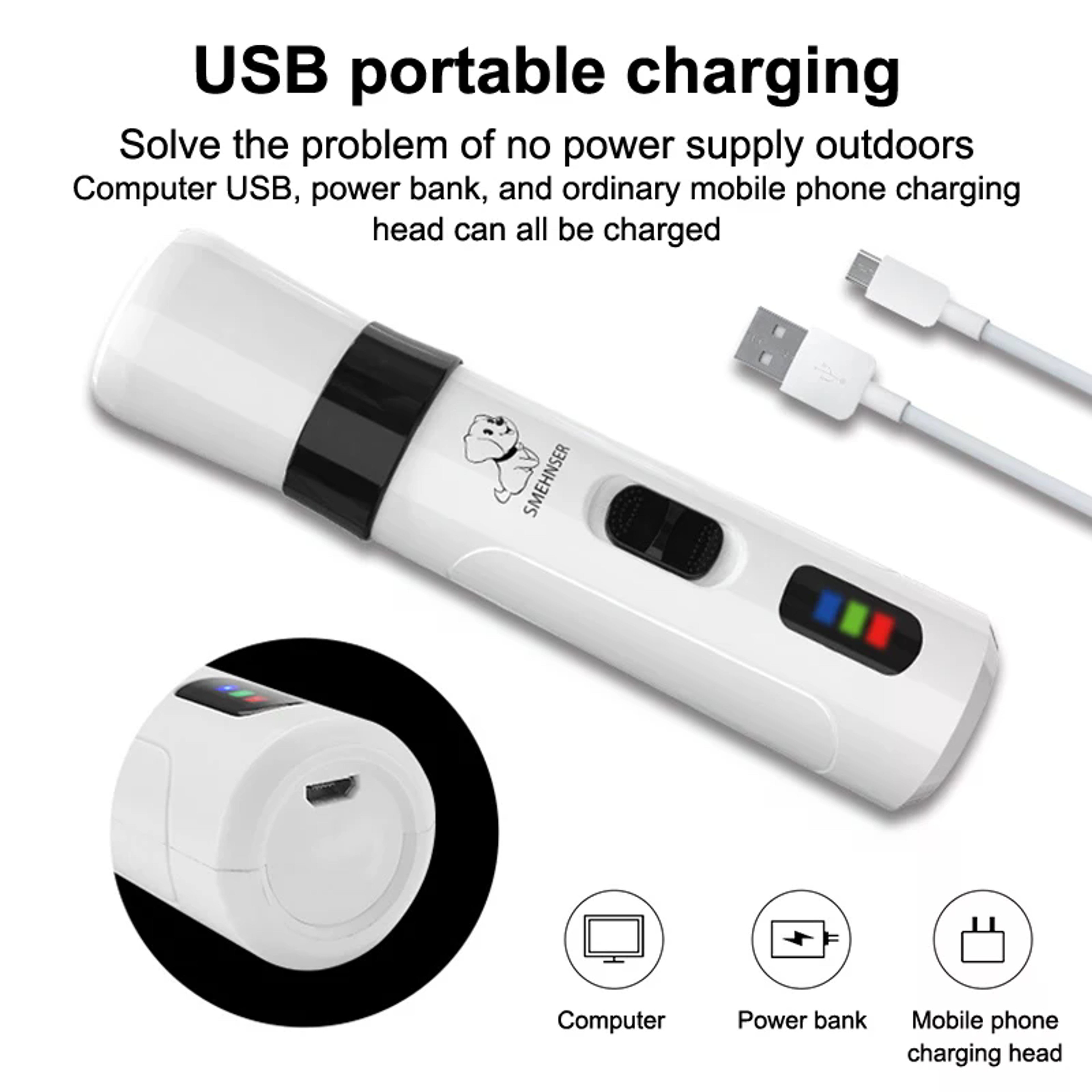 Pro Rechargeable USB Pet Nail Grinder & Dog Nail Trimmer Ultra Quiet Grooming Tool – view 6