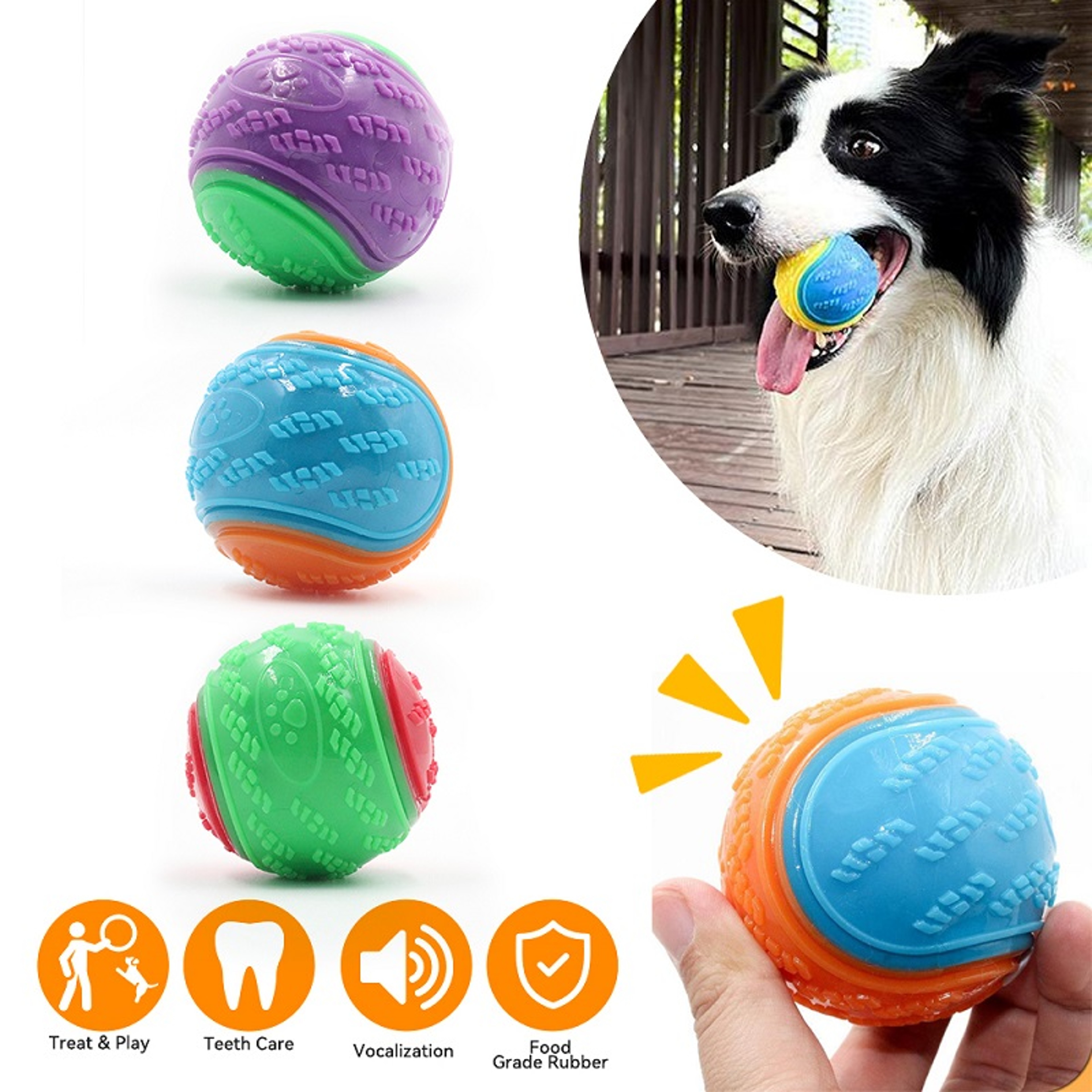 BiteBounce Interactive Squeaky Dental Ball For Dogs 1