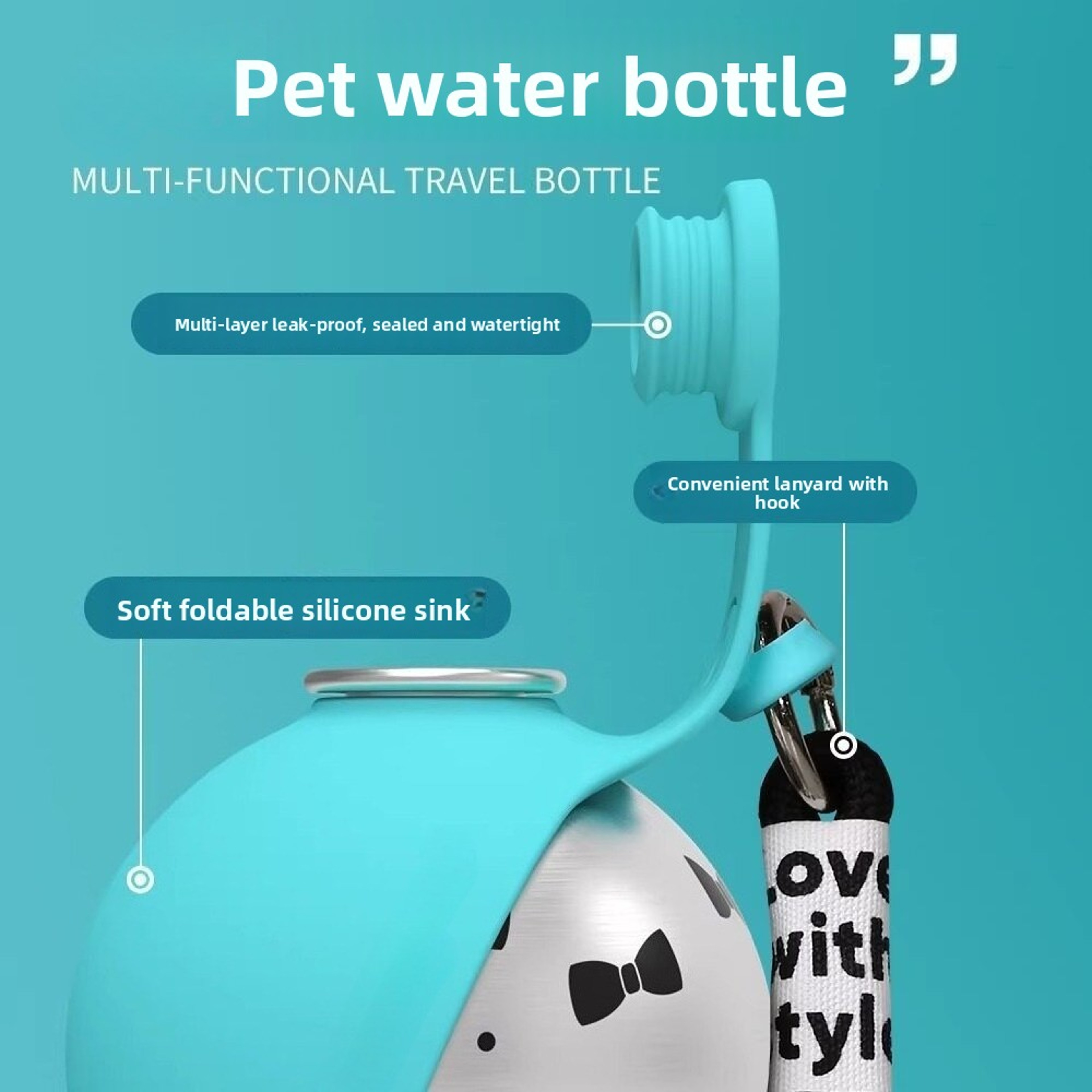 285ML Portable Dog Water Bottle Leak Proof Stainless Steel Pet Hydration Cup – view 3