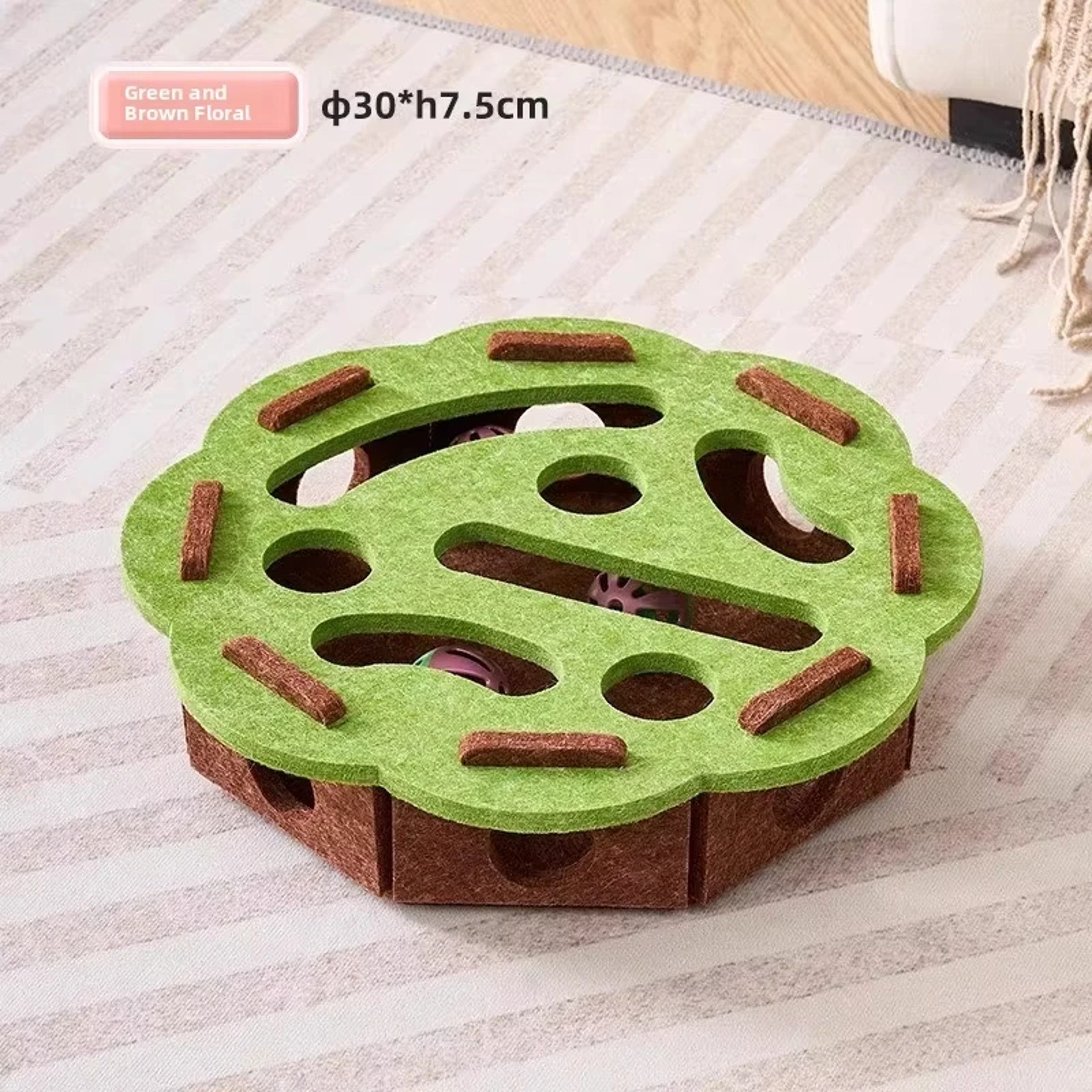 Interactive Felt Cat Puzzle Box Toy for Indoor Cats with Rolling Ball Enrichment – view 11