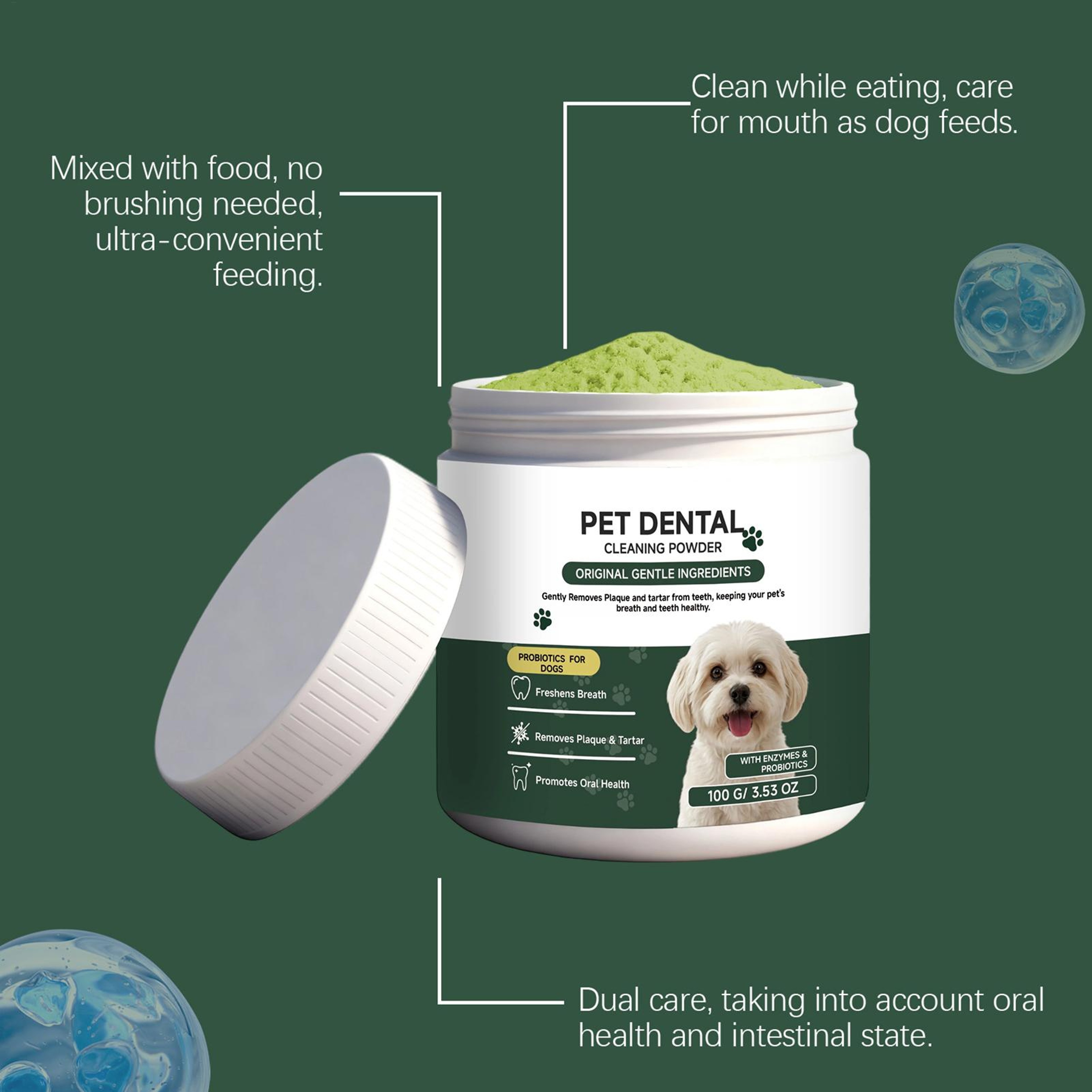 Probiotic Dog Tooth Powder for Fresh Breath & Plaque Control Natural Dental Care for Dogs – view 5