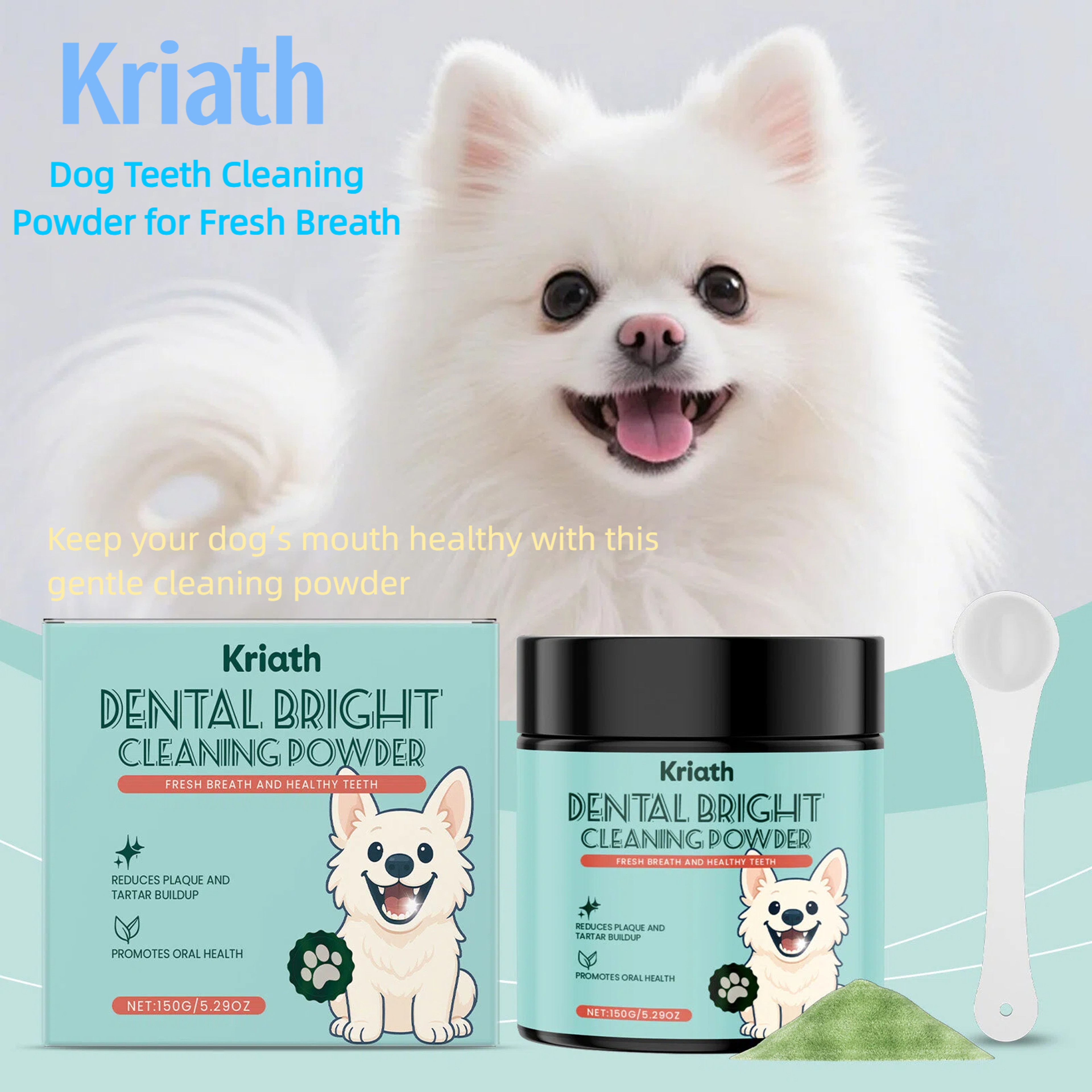 Naturally Fresh Dog Oral Care Powder Teeth Cleaning  Plaque Tartar Remover Breath Freshener 2