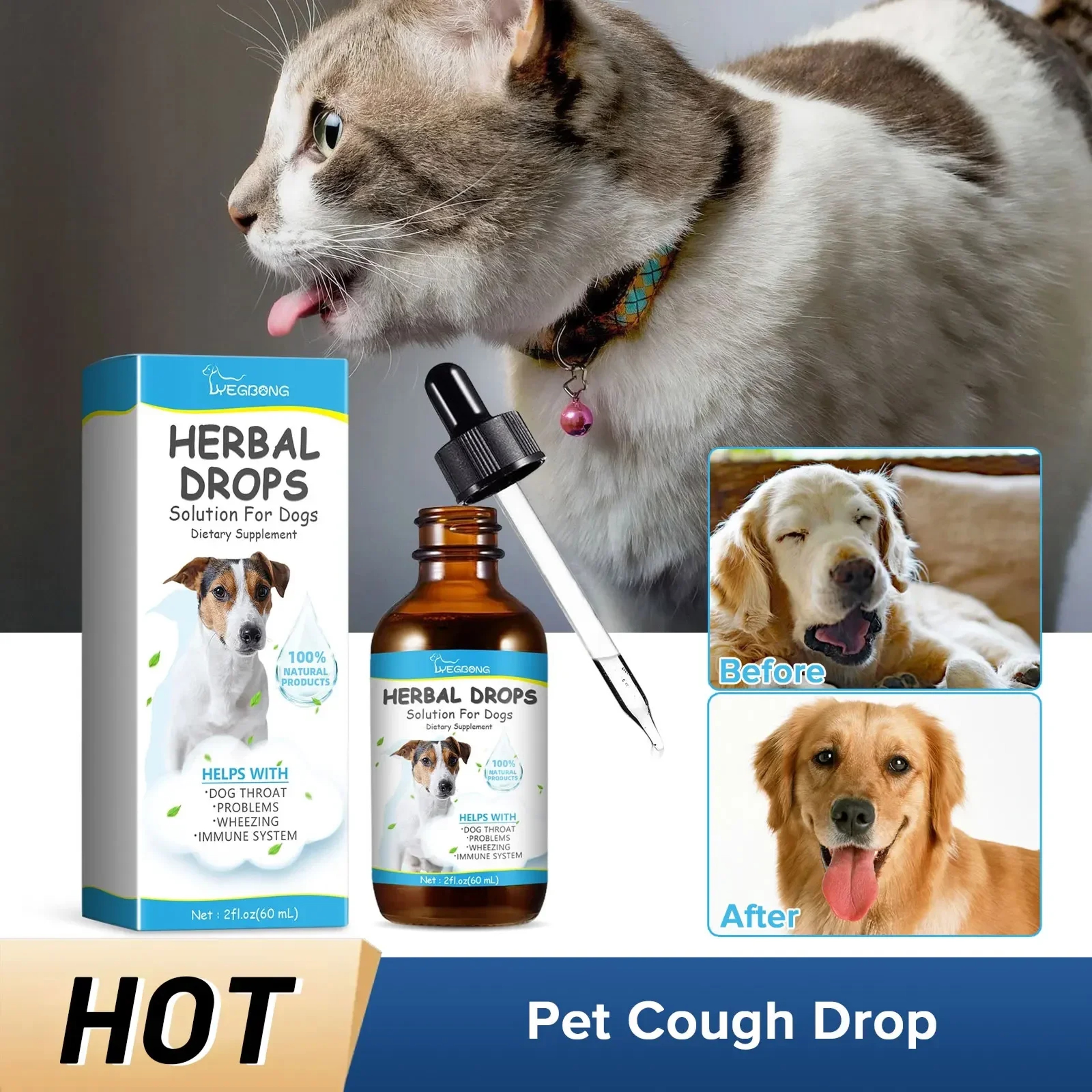 Herbal Dog Cough Relief Drops for Throat Comfort & Immune Support – view 1