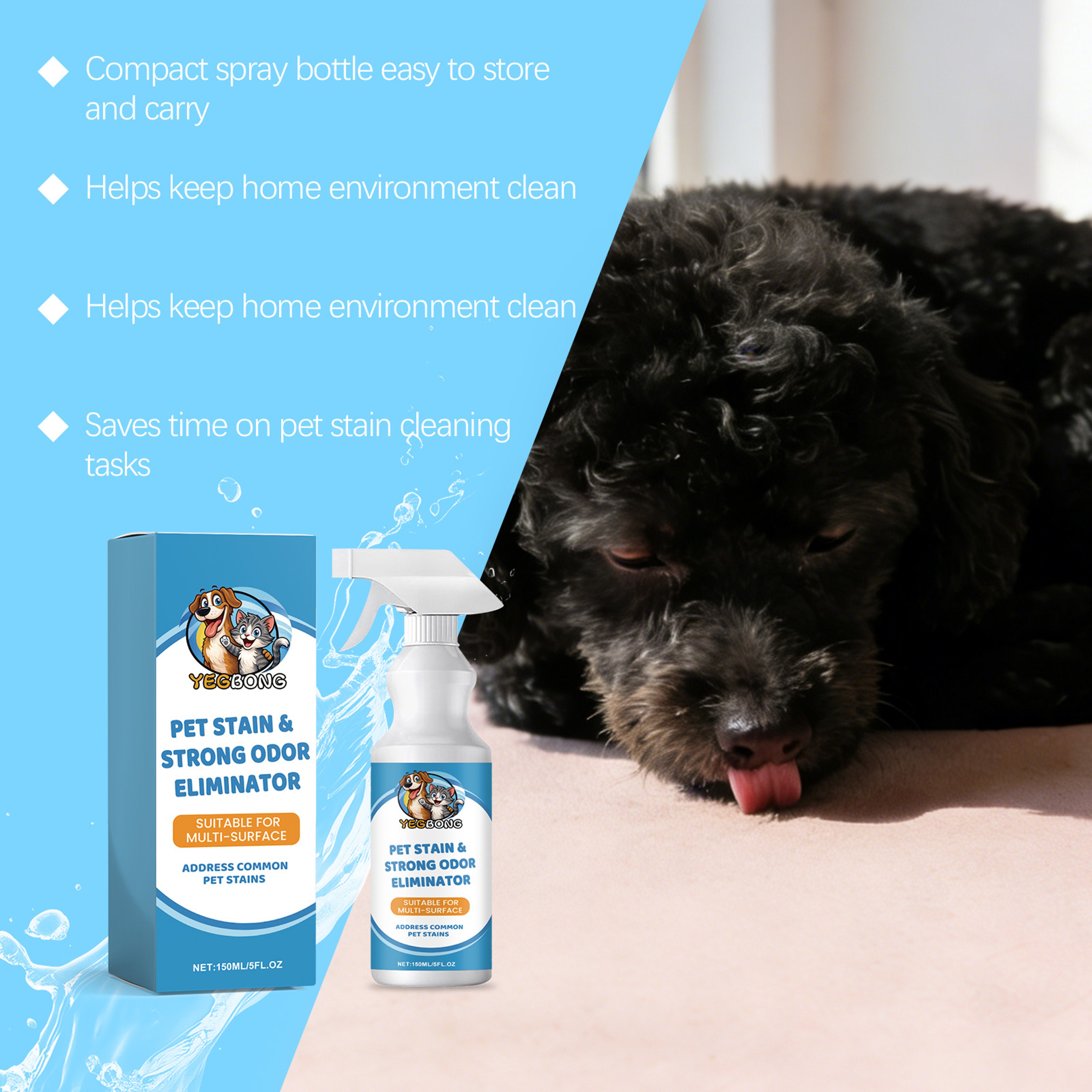 Pet Stain & Odor Eliminator Multi Surface Cleaner Deep Clean Pet Urine & Carpet Stain Remover – view 6