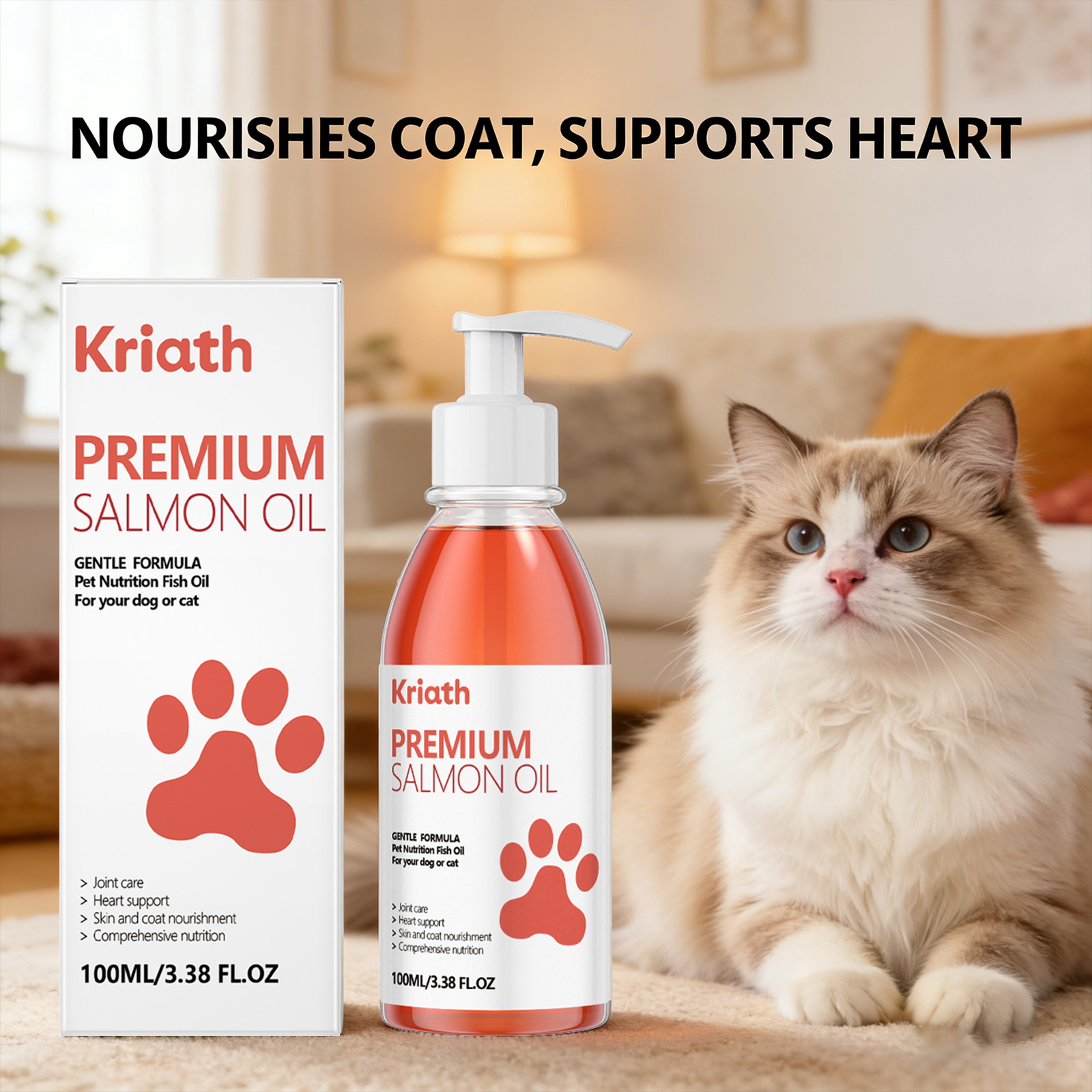 Cat Salmon Oil Omega 3 Supplement For Skin  Coat Joint Support  Heart Health 1