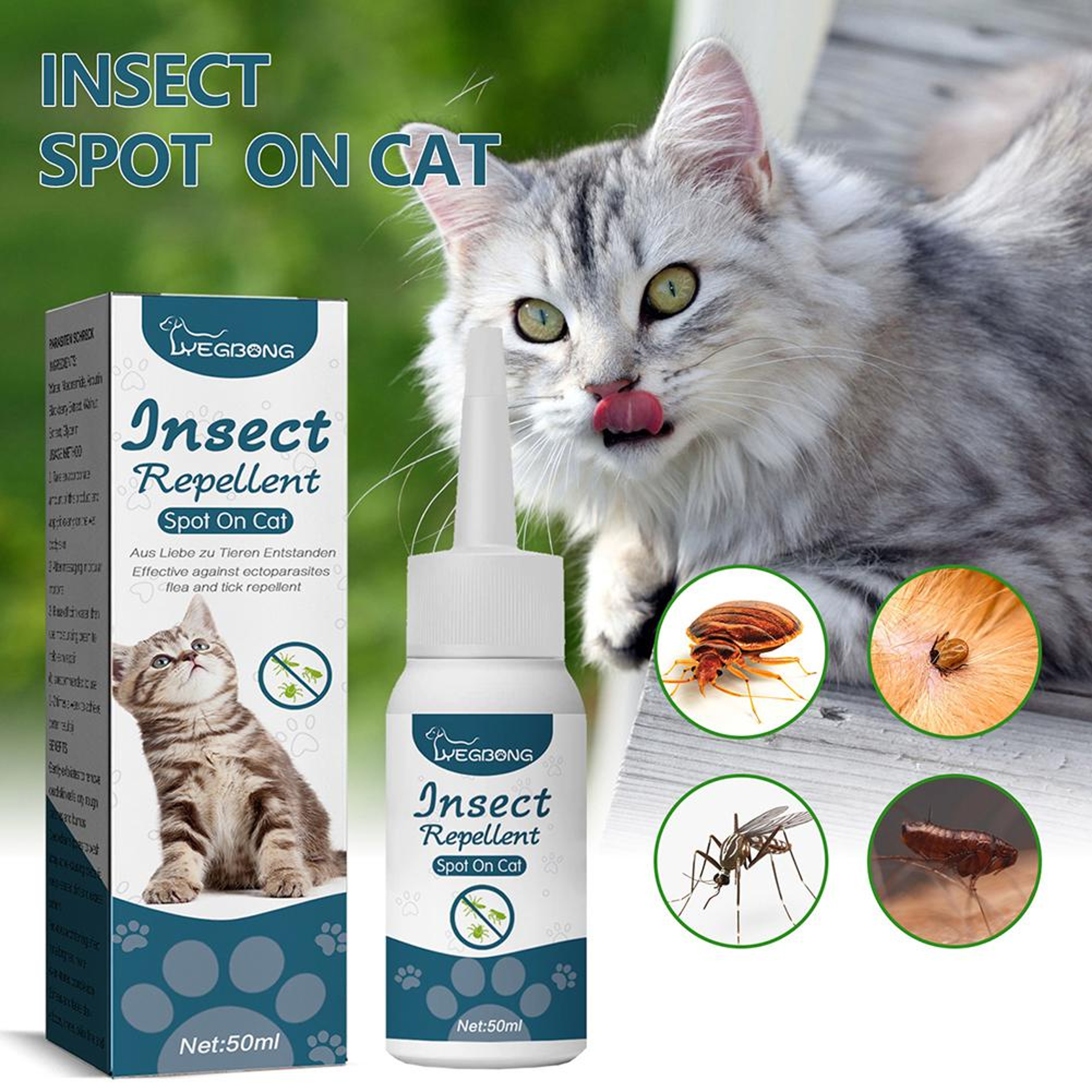 Flea & Tick Relief Drops for Dogs & Cats 50ml Flea Treatment for Cats, Dog Flea Drops, Tick & Mite Control – view 2