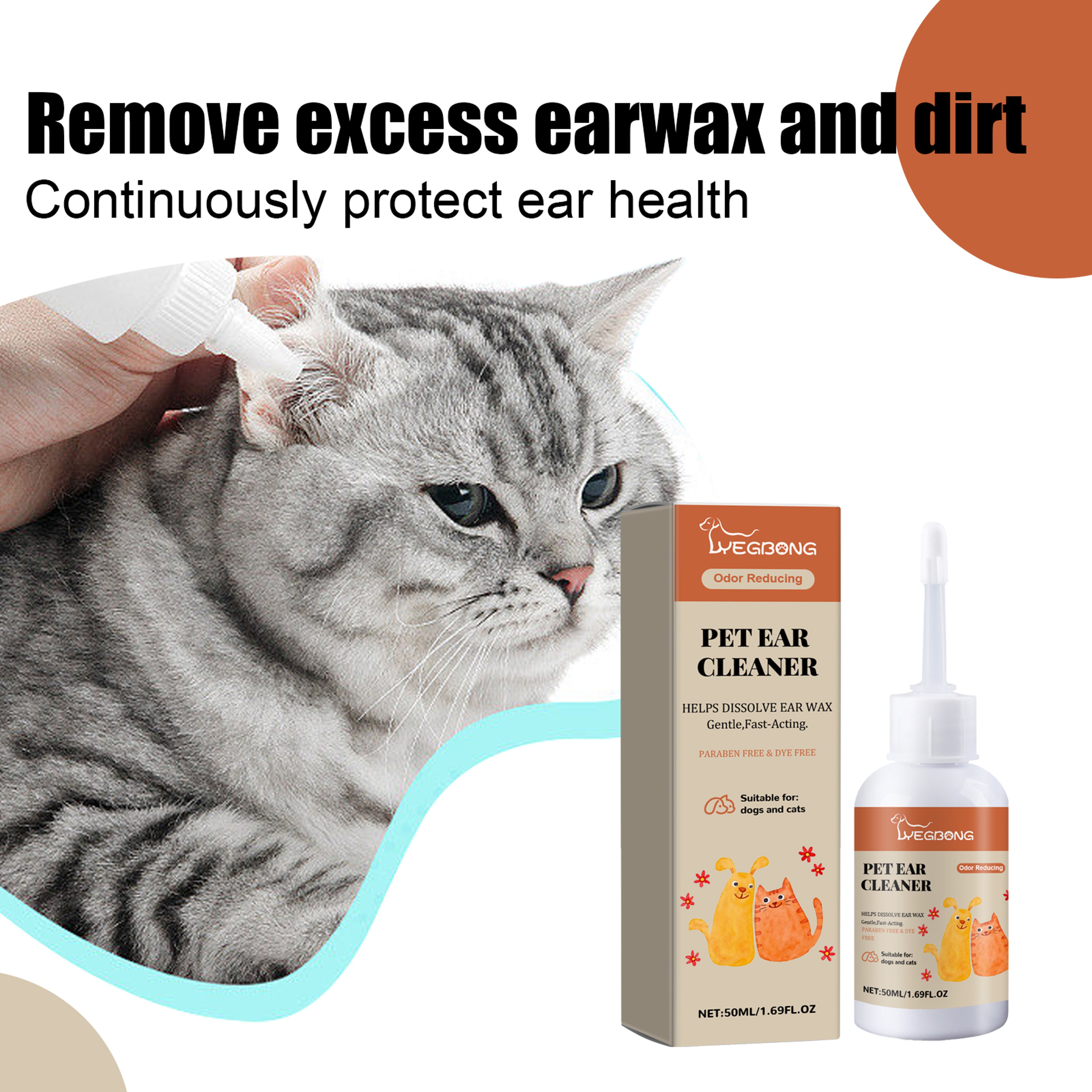 Ear Relief Drops For Cats  Dogs Ear Mite  Wax Cleaning Formula 50ml 0