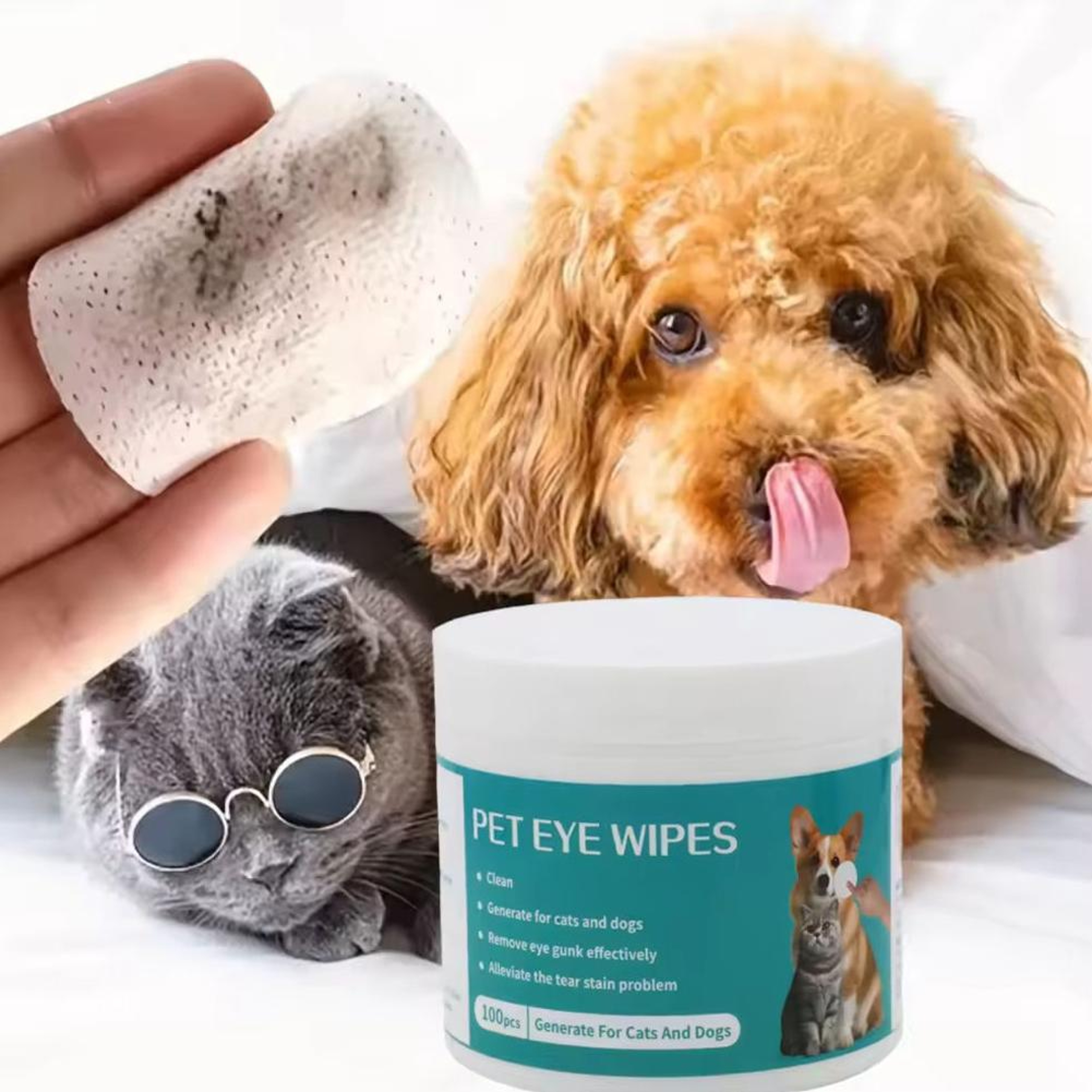 Pet Eye Cleaning Wipes For Dogs And Cats Tear Stain Remover Disposable Gentle Care 2