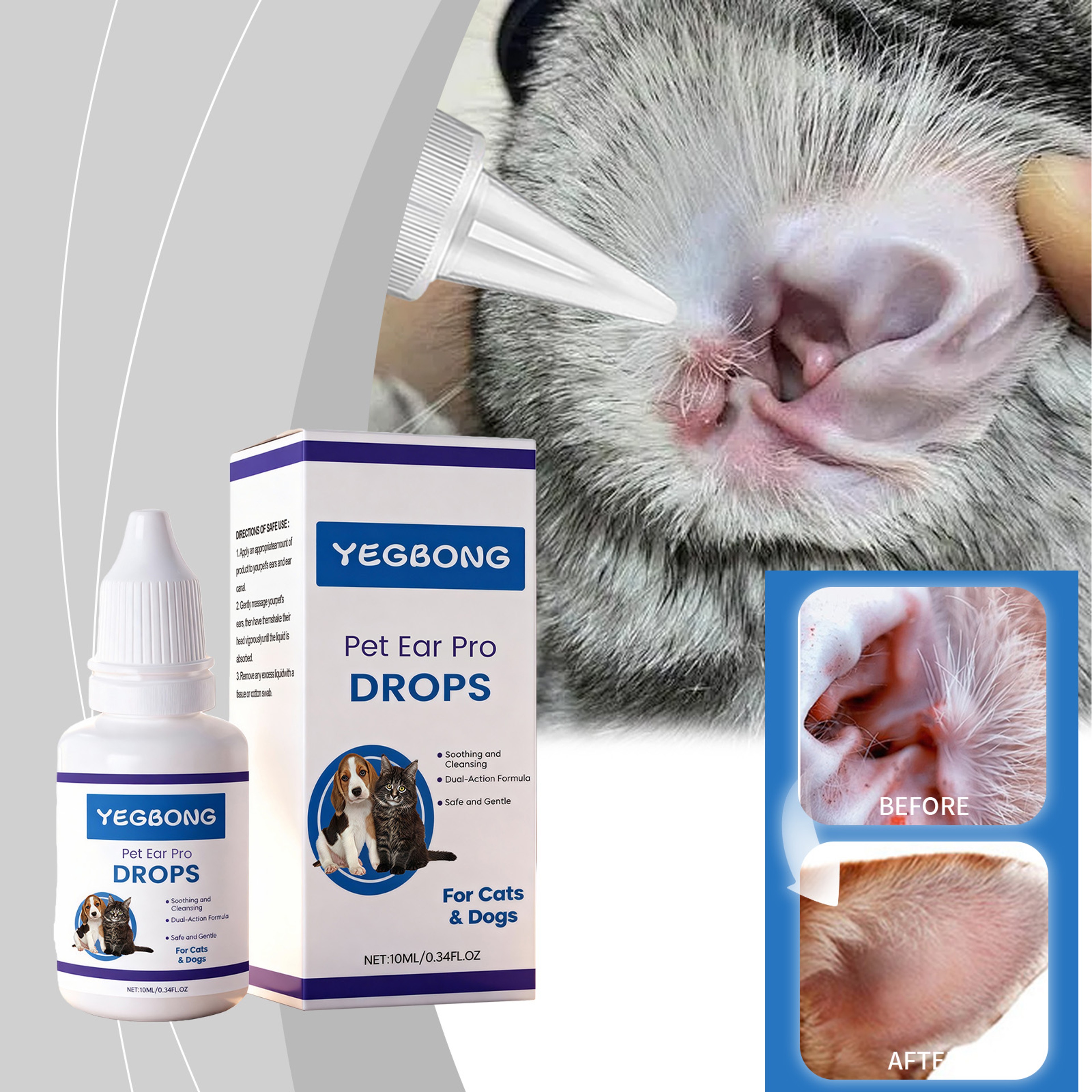 Pet Ear Pro Drops For Dogs  Cats Ear Wax Cleaner Odor  Itch Relief Ear Care Solution 0