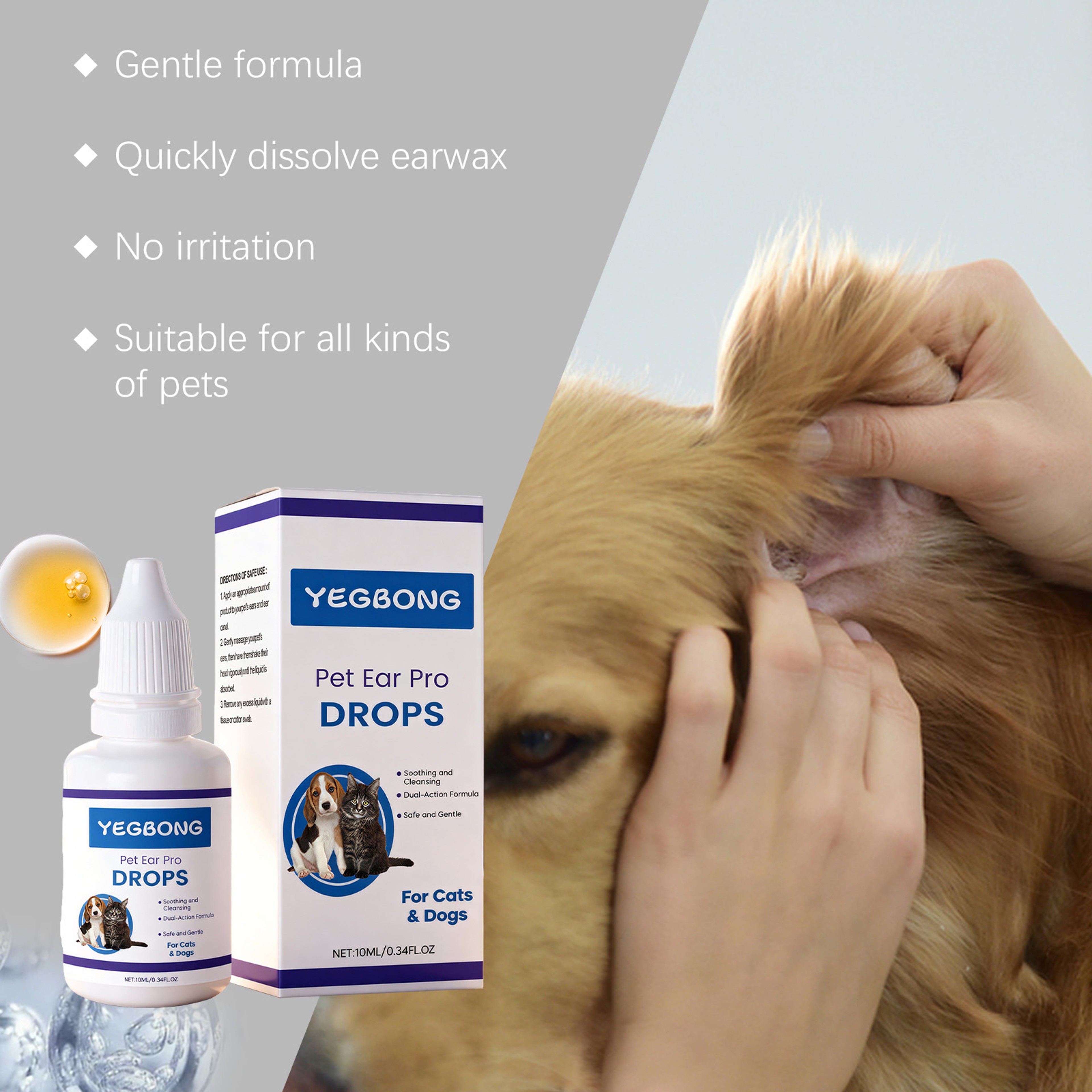 Pet Ear Pro Drops For Dogs  Cats Ear Wax Cleaner Odor  Itch Relief Ear Care Solution 4