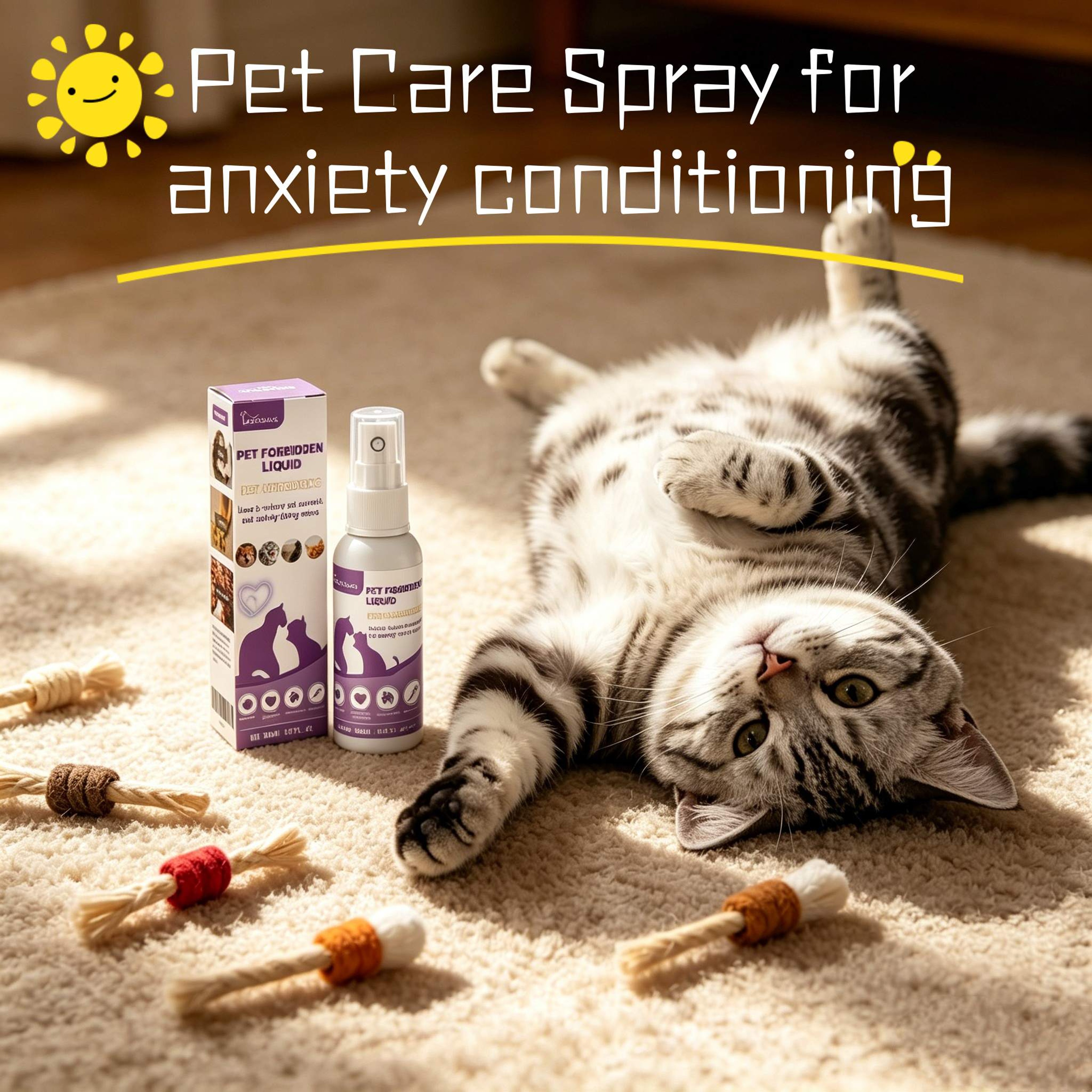 Cat Calming Spray For Anxiety Relief Anti Scratch Furniture  Urine Marking Pet Behavior Spray 3