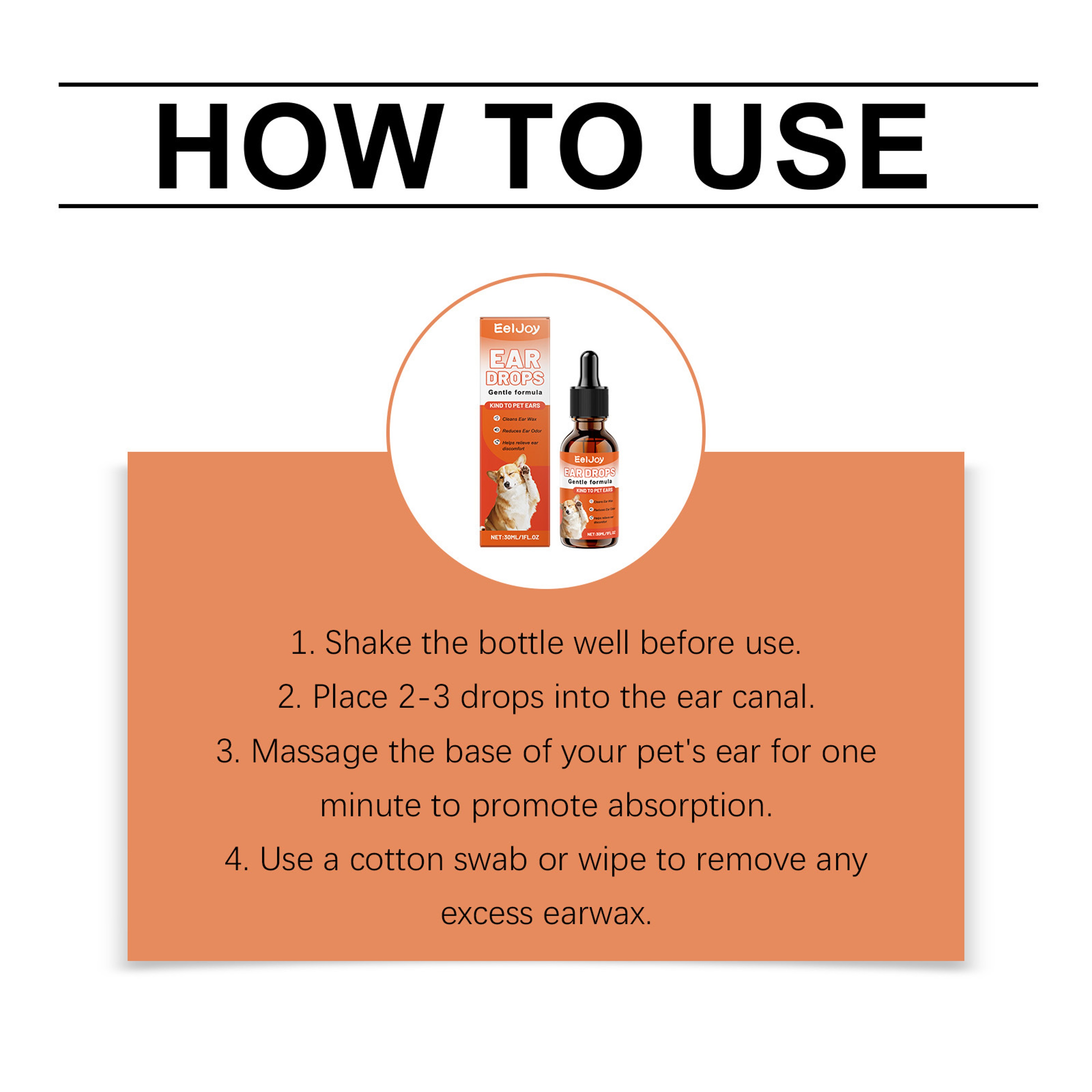 Dog Ear Cleaner Drops Ear Wax Removal & Itch Relief Pet Ear Cleaning Solution – view 6