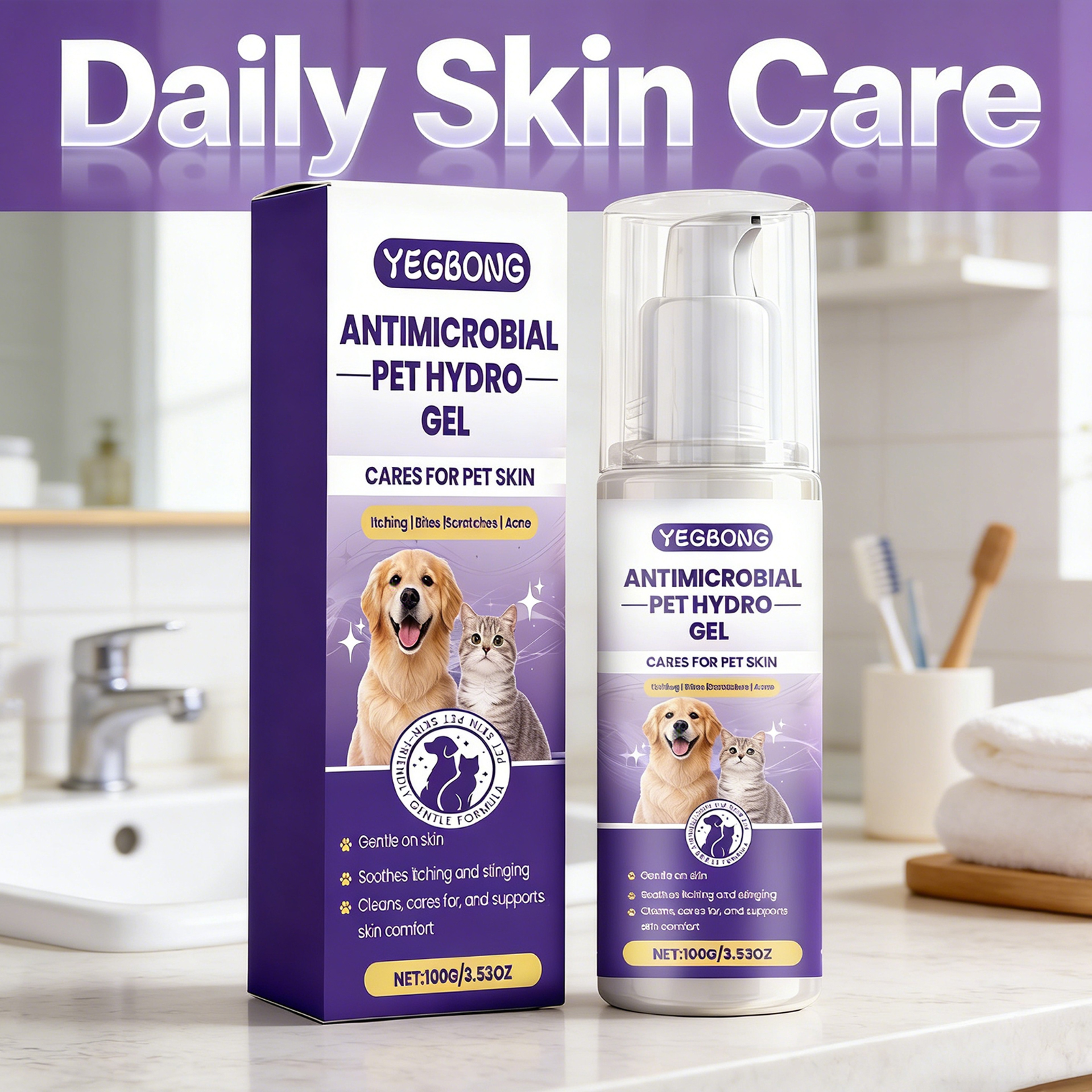 Hypoallergenic Pet Grooming Cleaning Gel Moisturizing Odor Removal Skin Care for Dogs & Cats – view 3