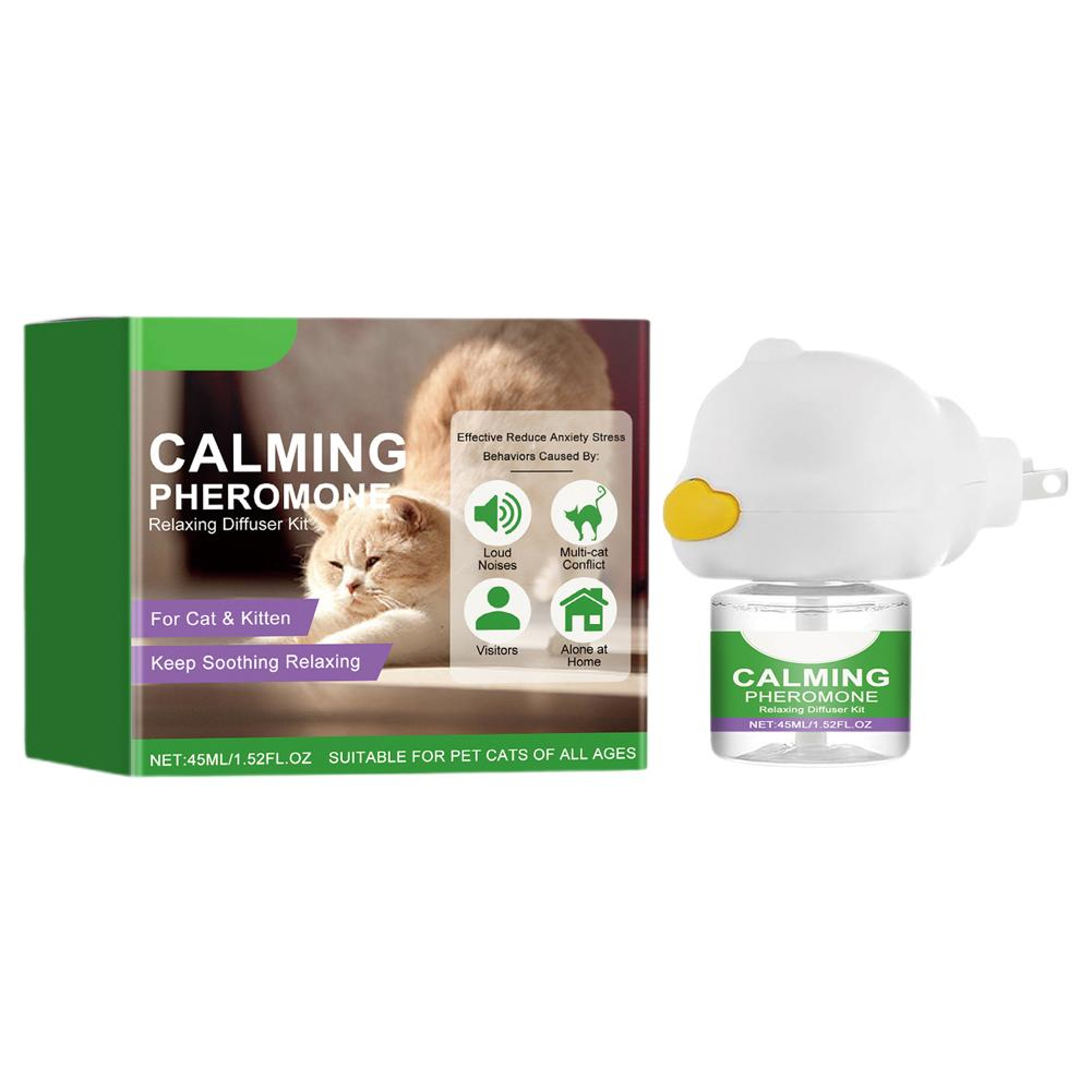 Cat Calming Pheromone Diffuser Kit with Refill for Stress Relief & Anxiety Reduction for Cats – view 2