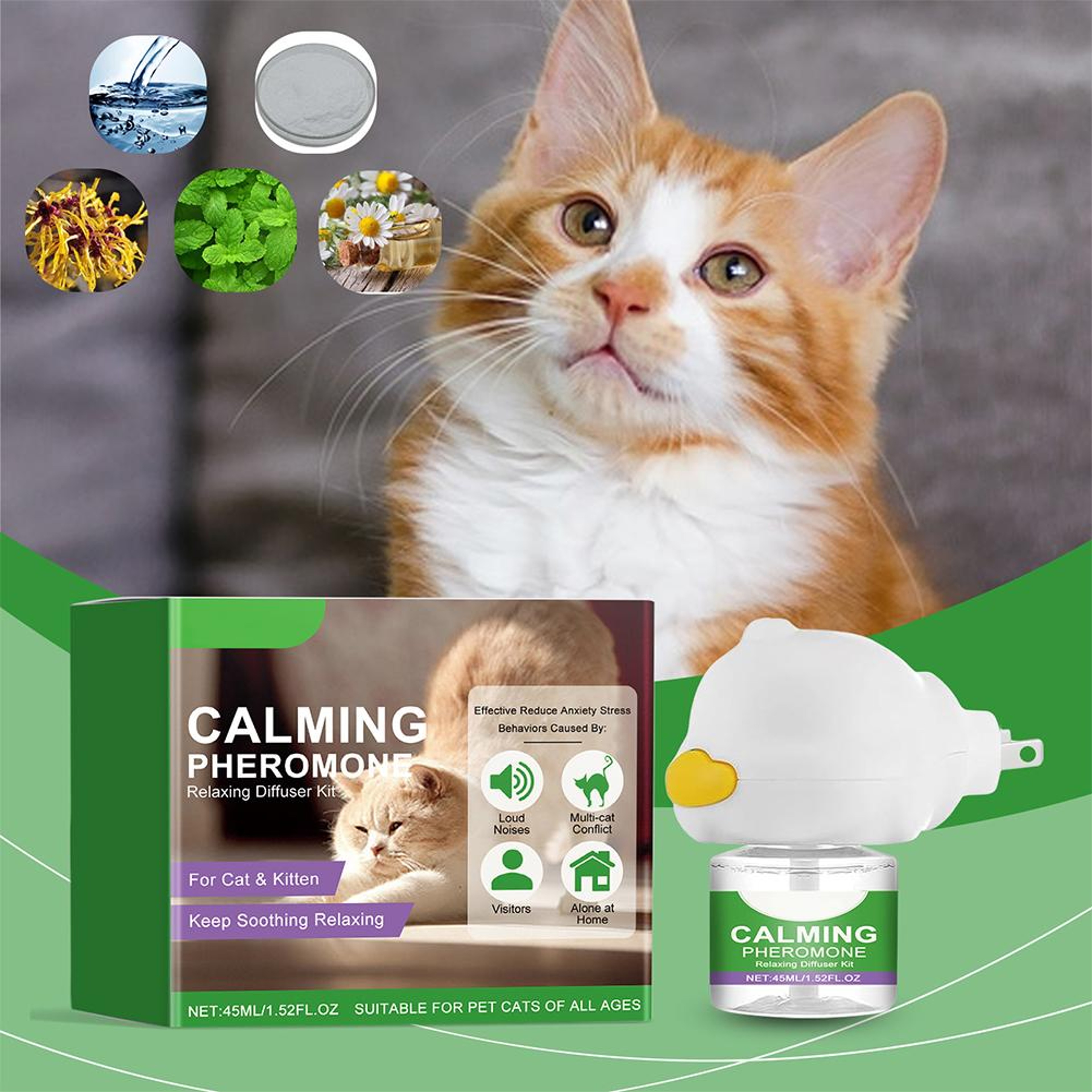 Cat Calming Pheromone Diffuser Kit with Refill for Stress Relief & Anxiety Reduction for Cats – view 6