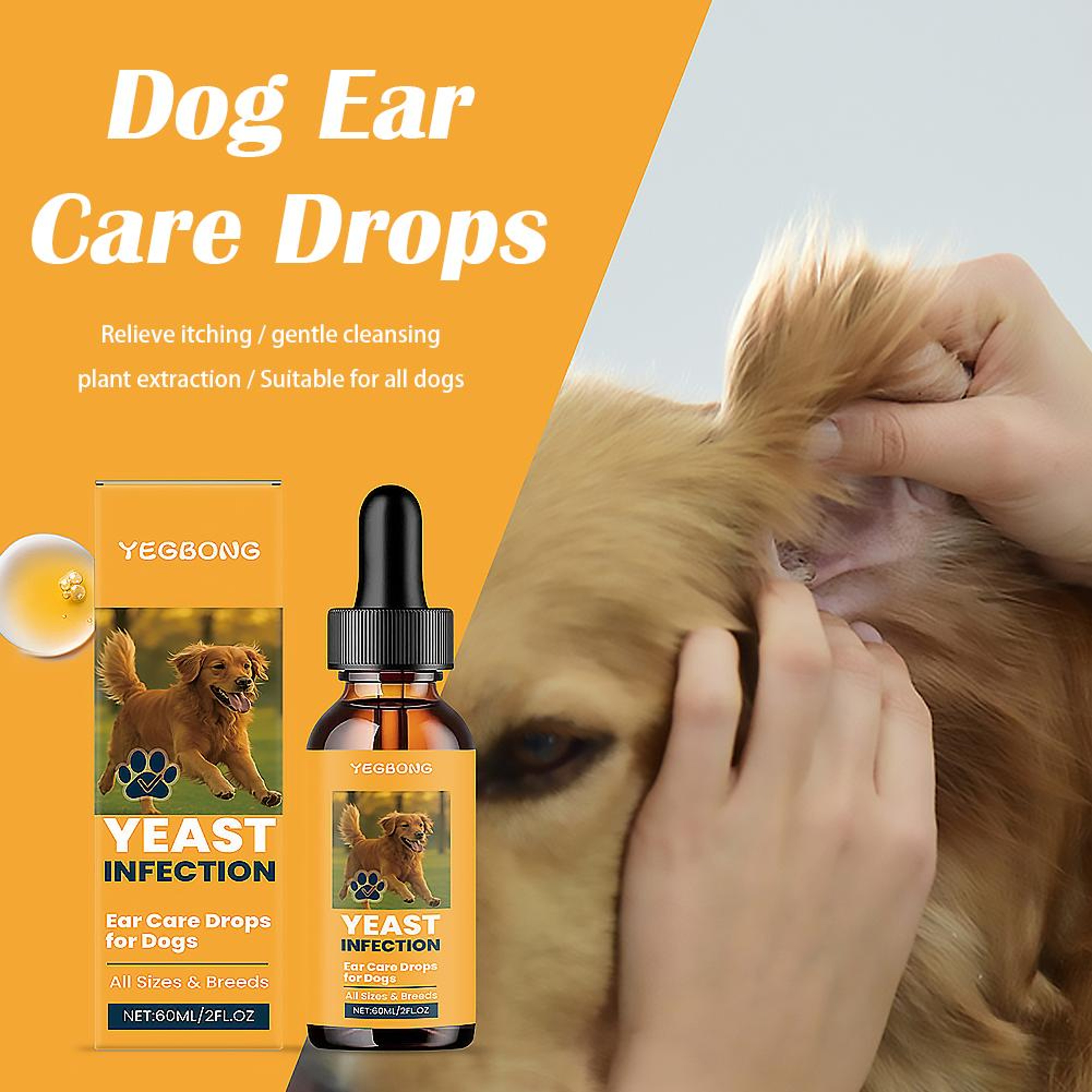 Dog Ear Infection Treatment Drops Gentle Dog Ear Cleaner For Itch  Odor Relief 2