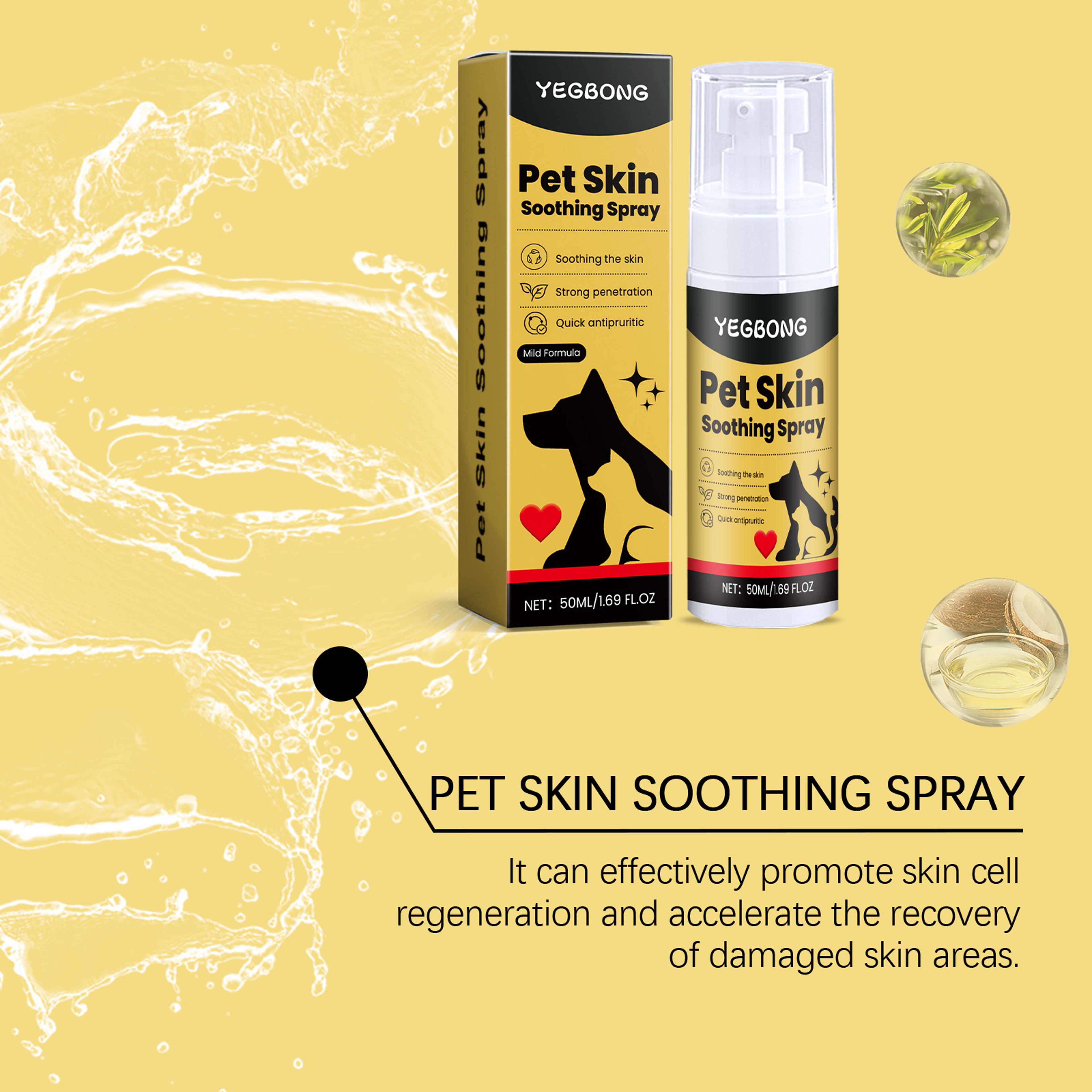 Pet Skin Care Spray for Dogs & Cats Itch Relief, Moisturizing Care & Skin Comfort – view 2