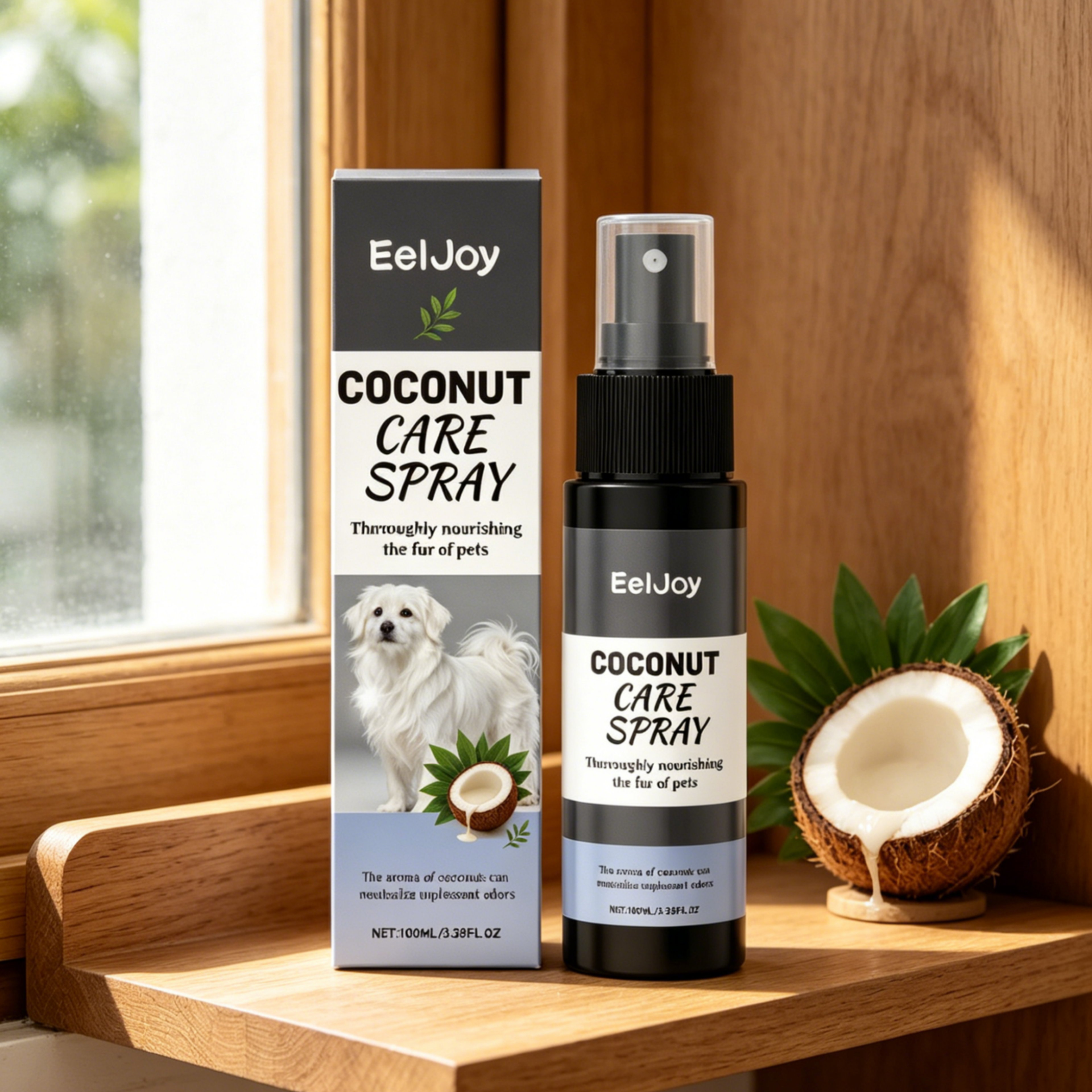 Coconut Pet Deodorant Spray for Dogs & Cats No-Rinse Grooming Odor Eliminator Fresh Fragrance 100ml – view 1